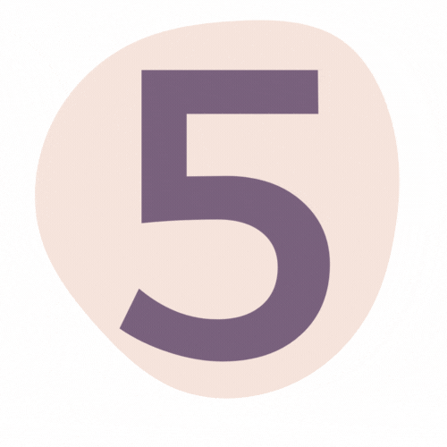 Number 5 in large dark purple font on a light pink circular background.