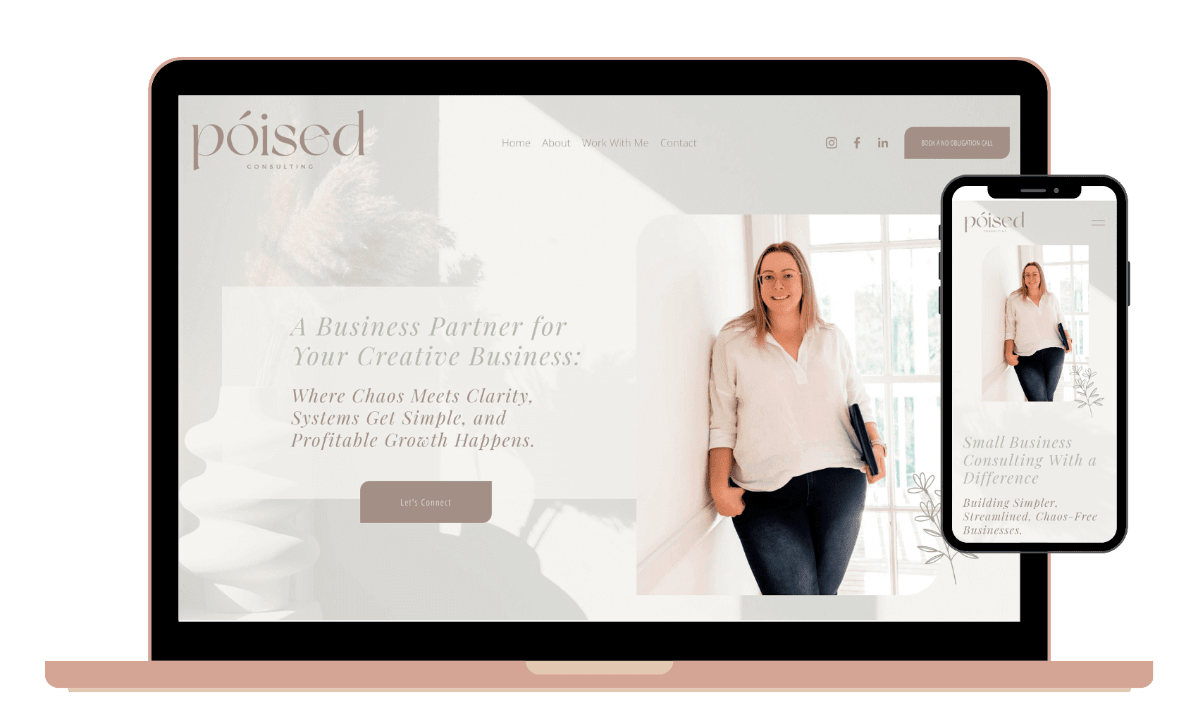 Poised Consulting website displayed on a laptop