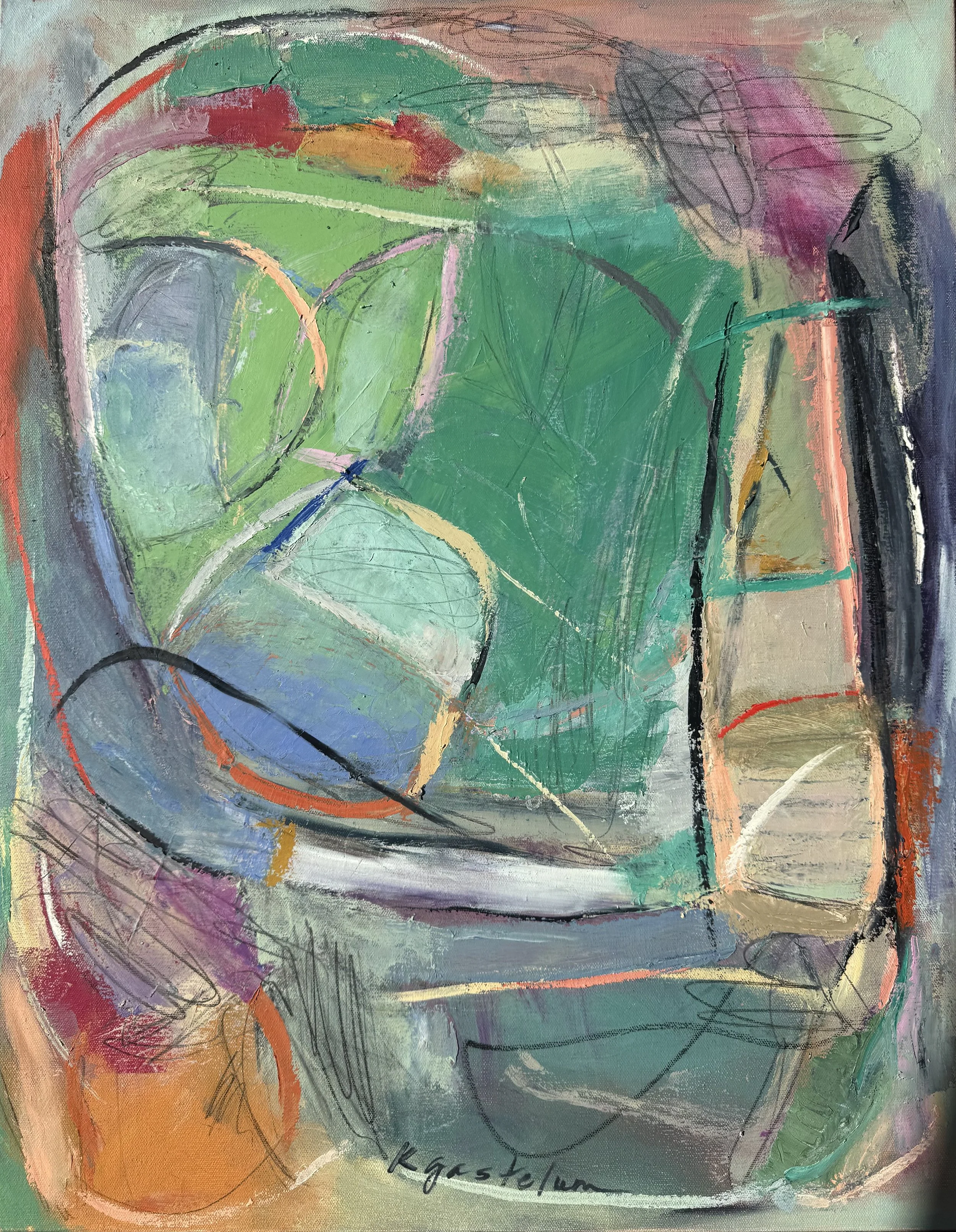 Caught in a Mind Game
24" x 30"
Oil + cold wax on canvas
