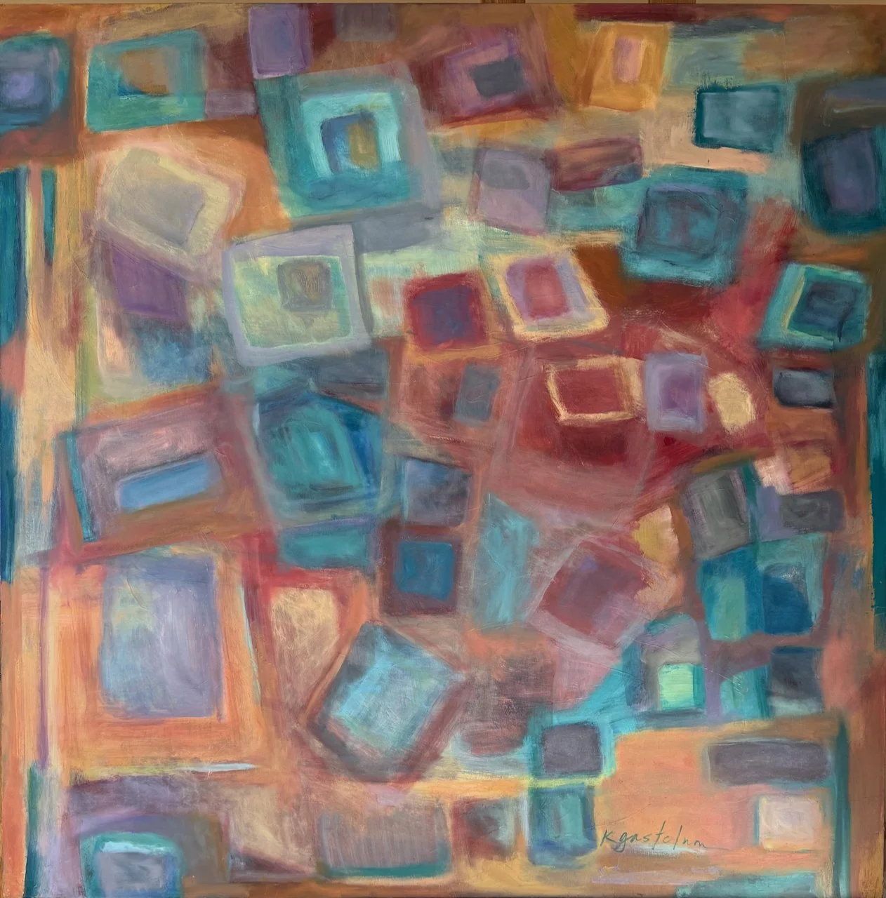 No Room For Squares
48" sq
Oil + cold wax on canvas
$3,000.