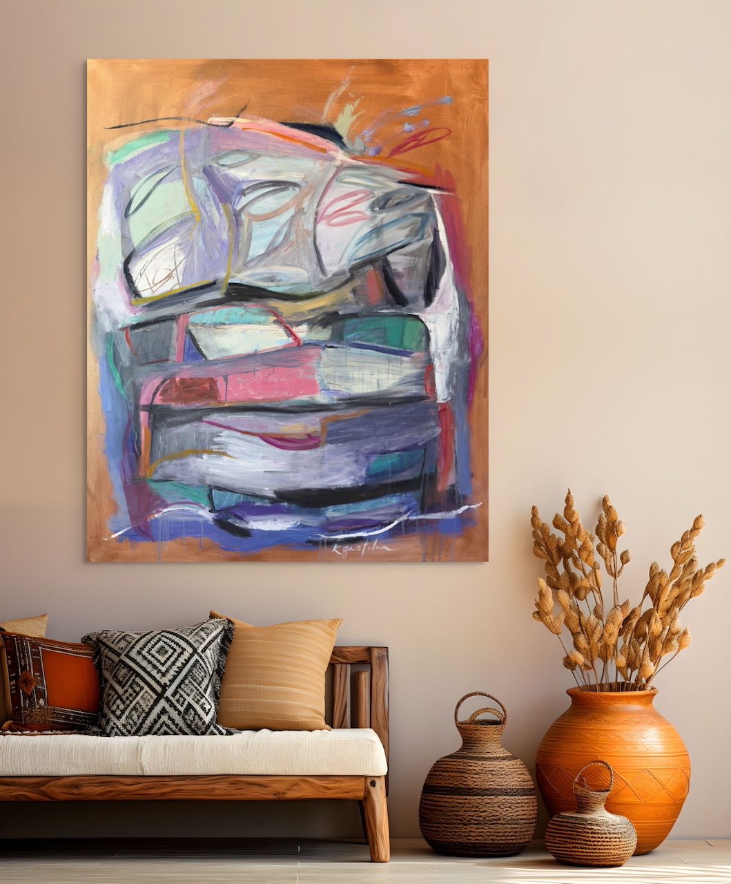 Secretive Smile Among Chaos
48" w x 60"h