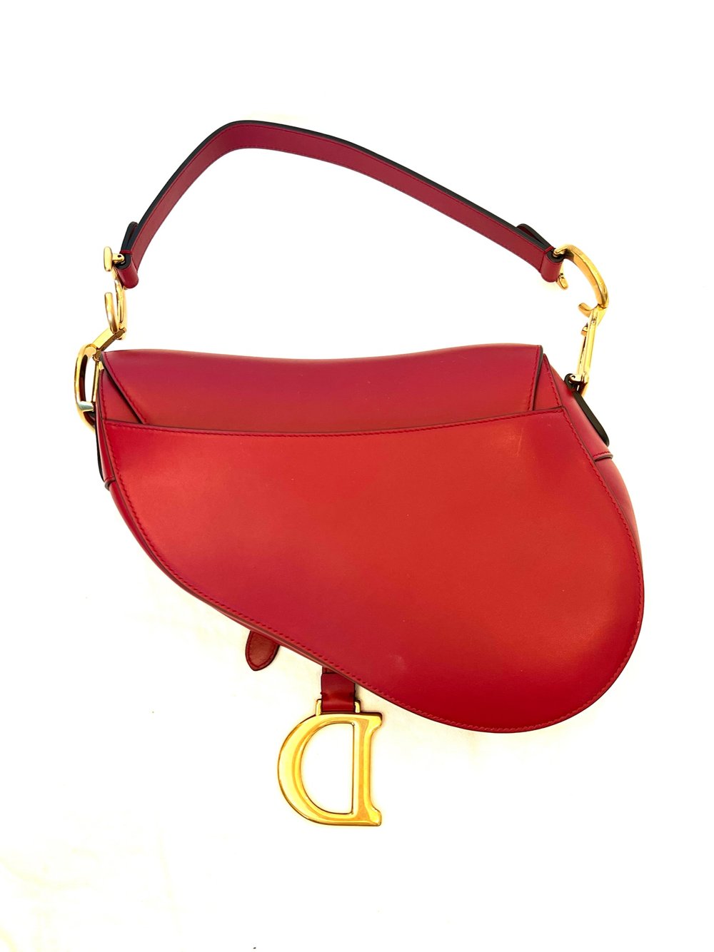 Christian Dior Red Smooth Leather Mini Saddle Bag