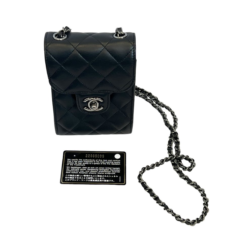 Chanel Vintage Black Leather Phone Holder — Socialite Auctions