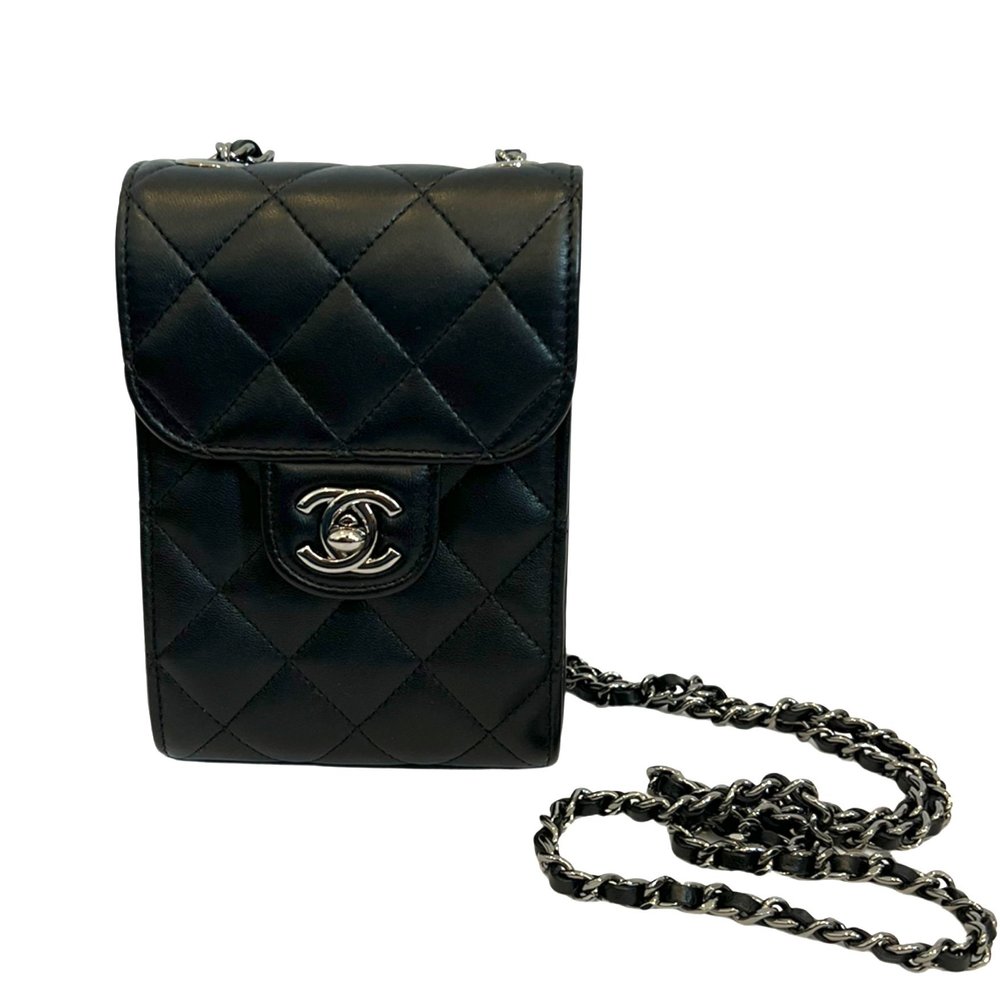 Chanel Vintage Black Leather Phone Holder — Socialite Auctions