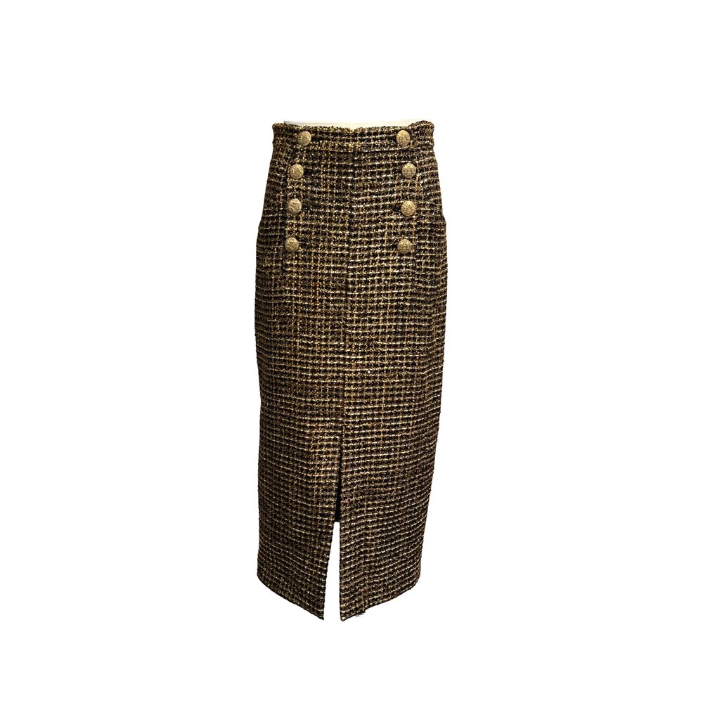 Chanel Gold Fantasy Tweed Pencil Skirt Size 38 2018 Collection by Karl  Lagerfeld — Socialite Auctions