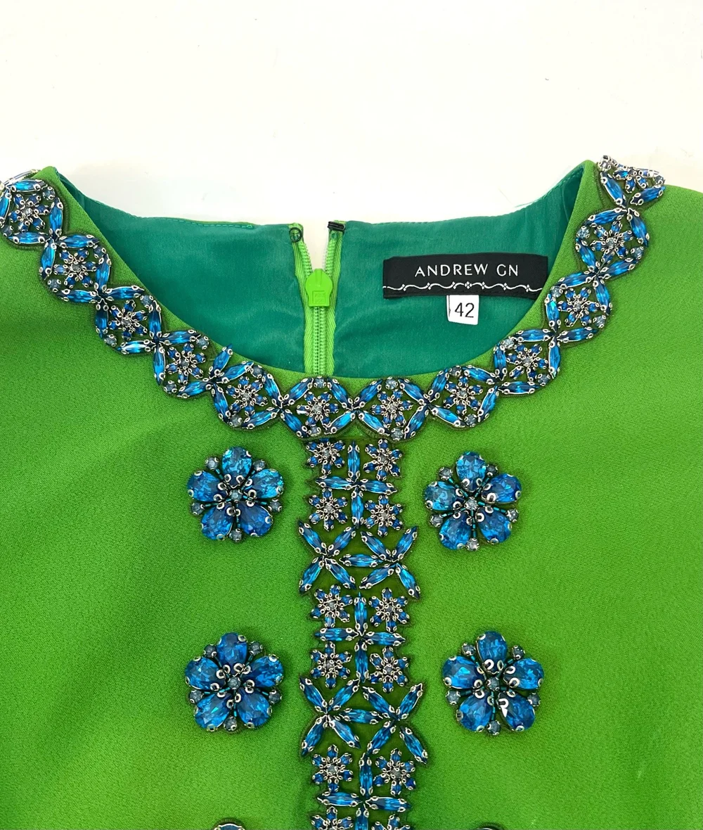 Andrew Gn Emerald Green Dress with Beading Size 42 Socialite Auctions Andrew Gn Emerald Green Dress with Beading Size 42 Socialite Auctions
