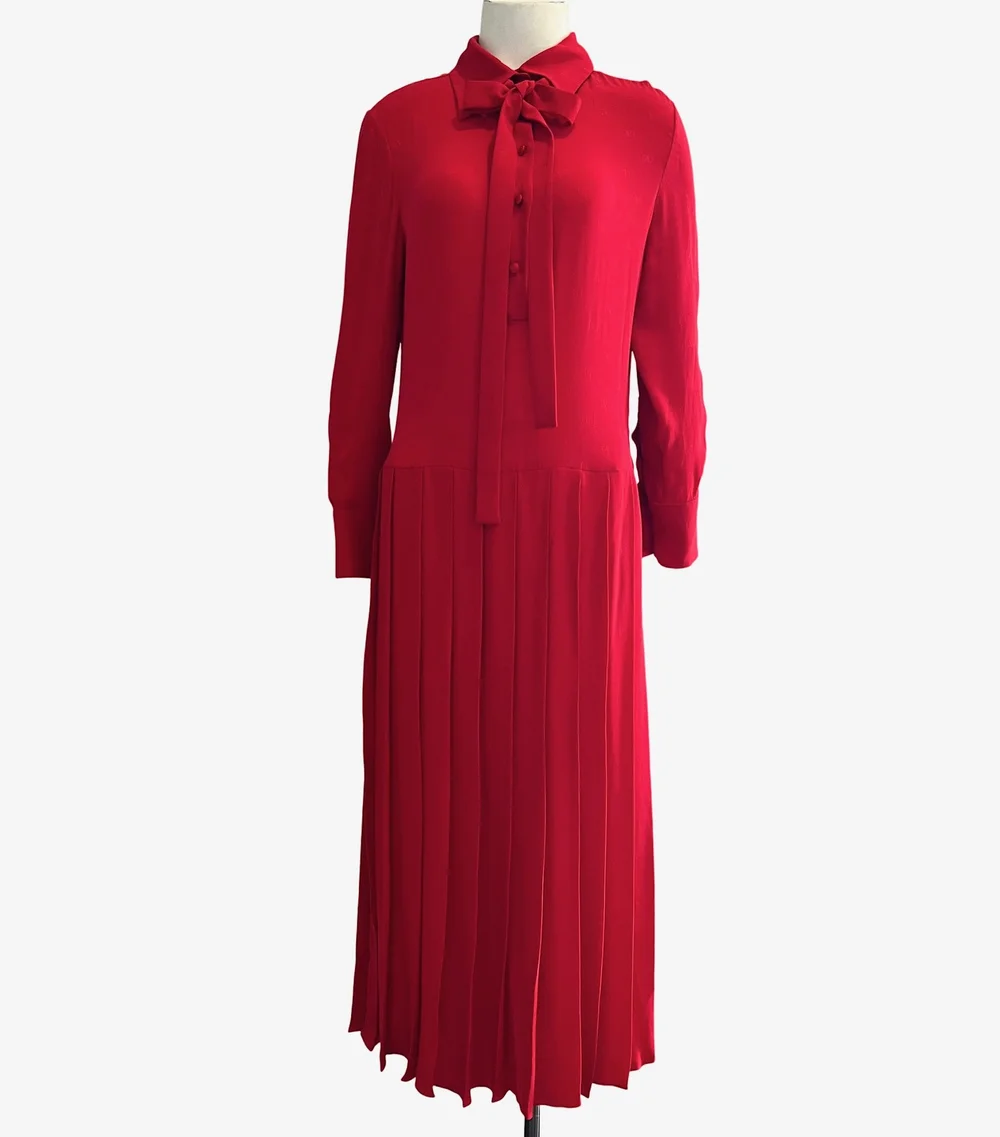 Valentino Red Silk Dress with Necktie  Socialite Auctions