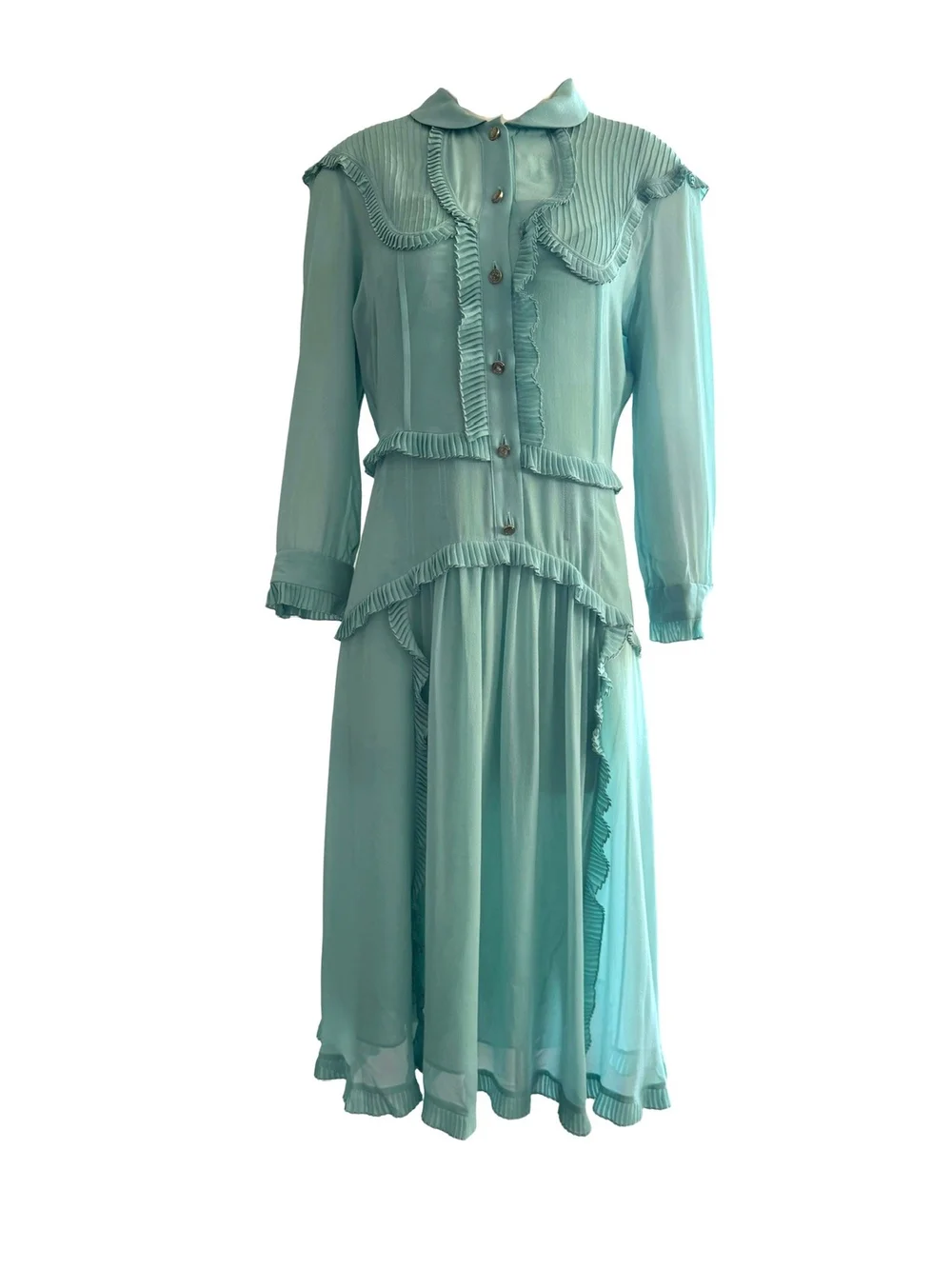 slim fit dress slacks Gucci Green Floral Check-Print Ruffled Silk Gown – Runway Catalog main image 0