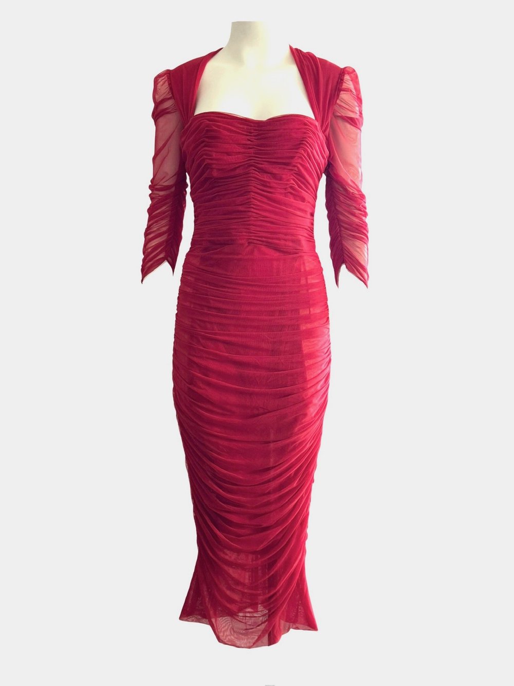 dolce and gabbana red tulle dress Dolce & Gabbana - Pleated tulle dress red