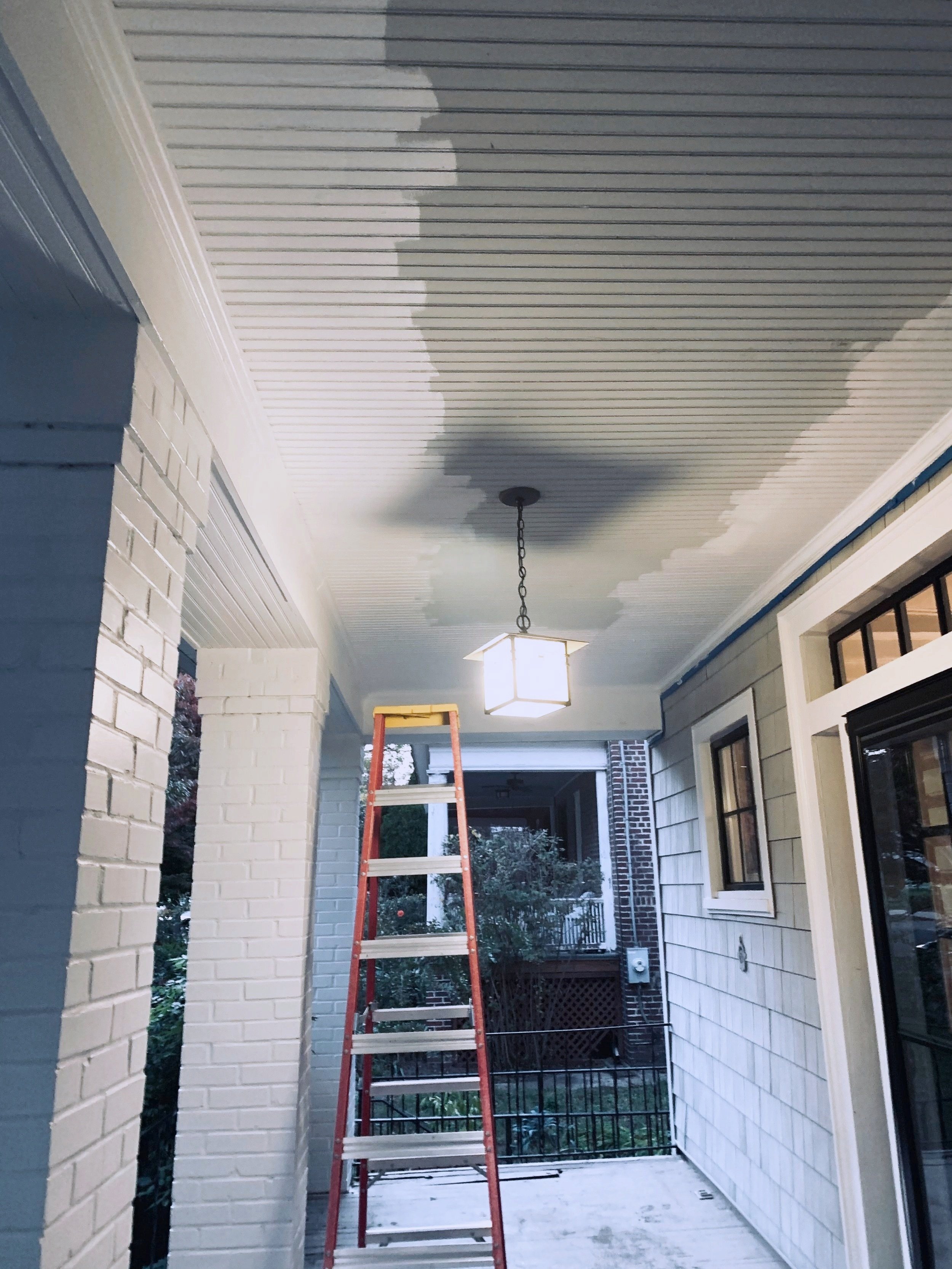 porch ceiling painting in progress