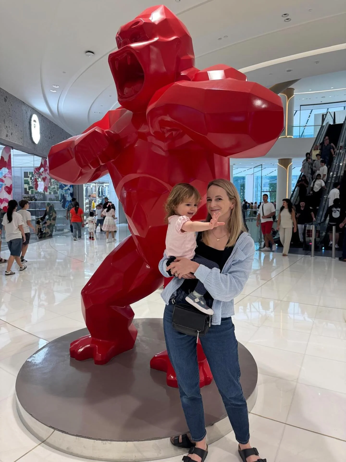 Happier times in Dubai. But who is the red Gorilla? 

#peace
#swordsintoploughshares
#dubaidays🐪