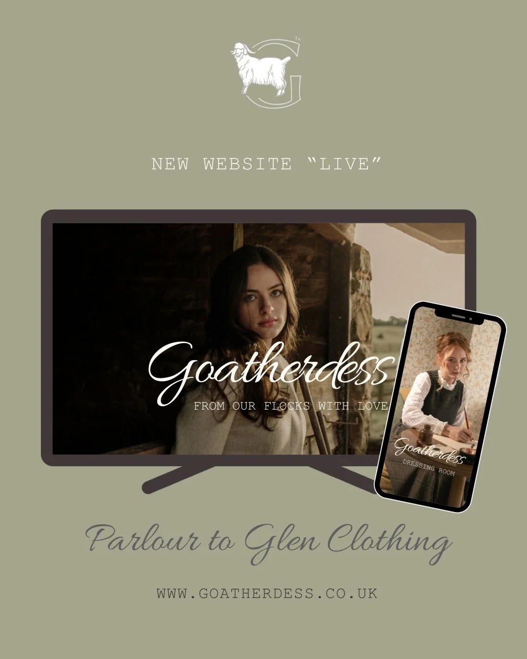 ✨ We&rsquo;re Live ✨

Today, a new chapter of Goatherdess begins.

Parlour to Glen &mdash; Romantic Clothing
From Our Flocks With Love

Inspired by Austen and Bront&euml;.
Shaped by the Highlands.
Rooted in rare-breed flocks who are valued beyond the