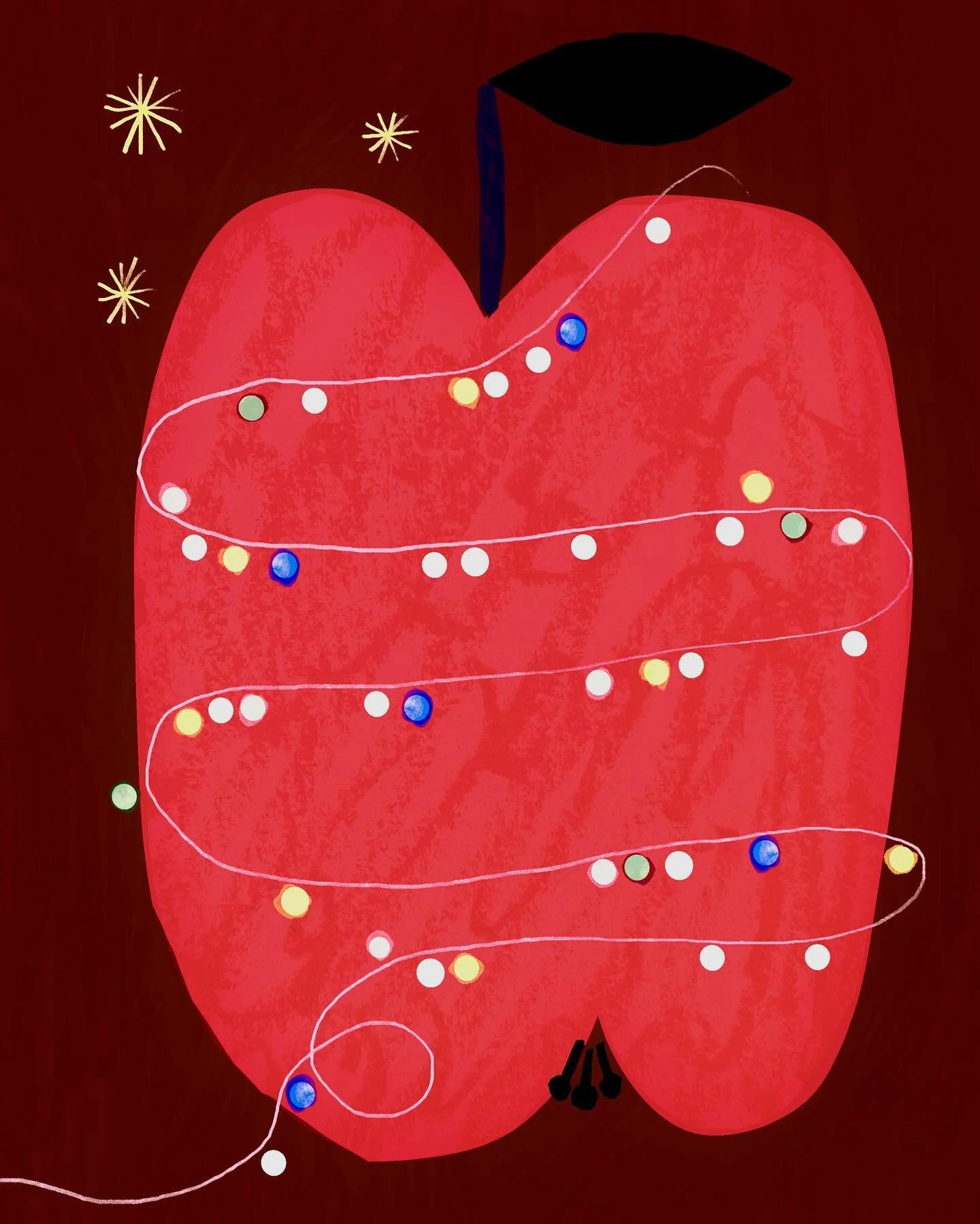 I never properly showed you my illustration for one of the surprise postcards from my Winter Collection &ndash; and here she is! 
I always think of giant, crispy red apples during this time of year. They must be sour, too! 

Have a lovely Friday Even