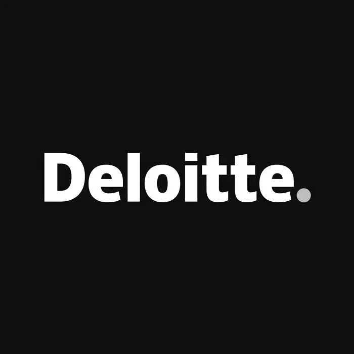 Deloitte logo with white text on a black background.