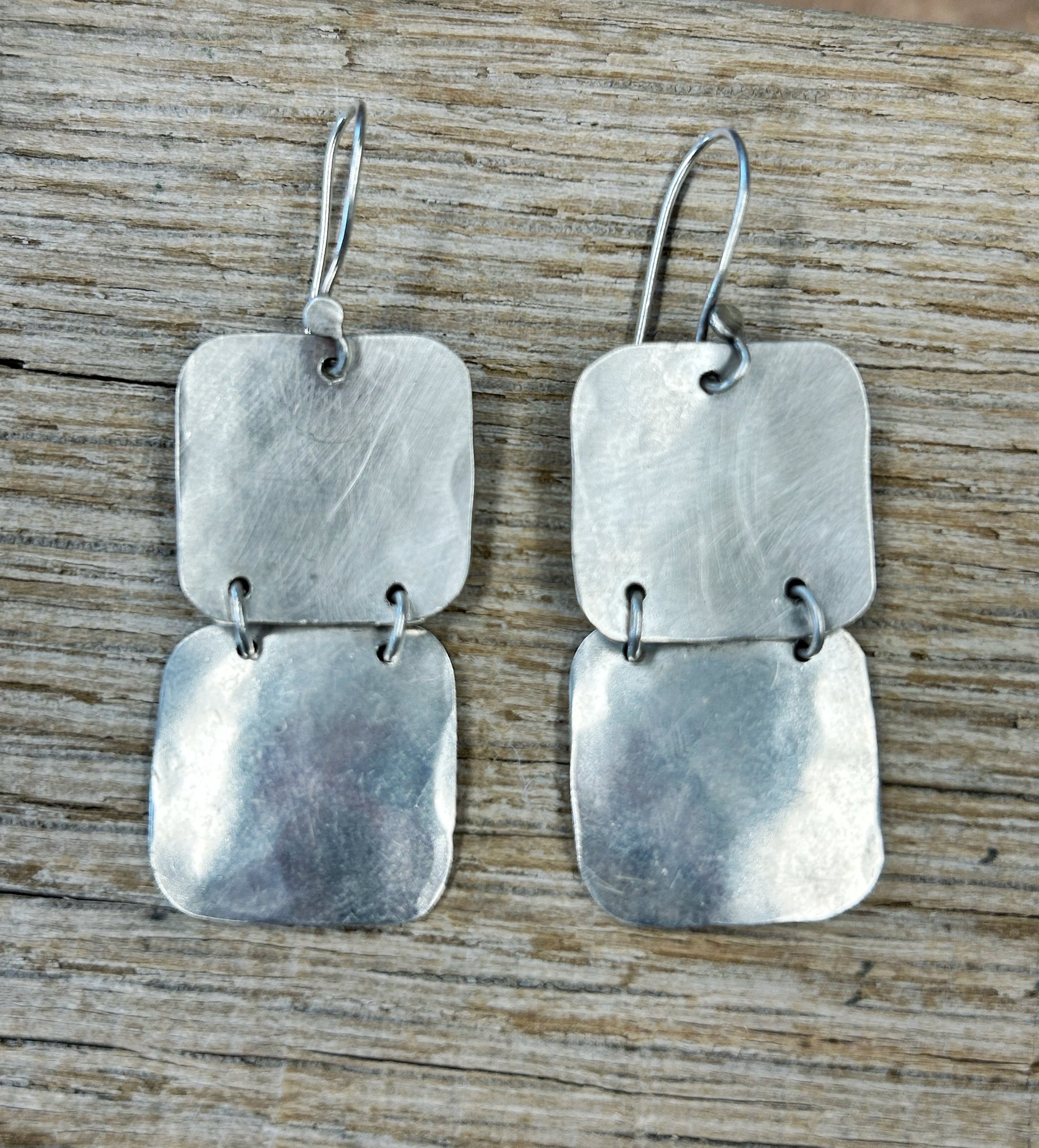 2 Squares silver earrings
