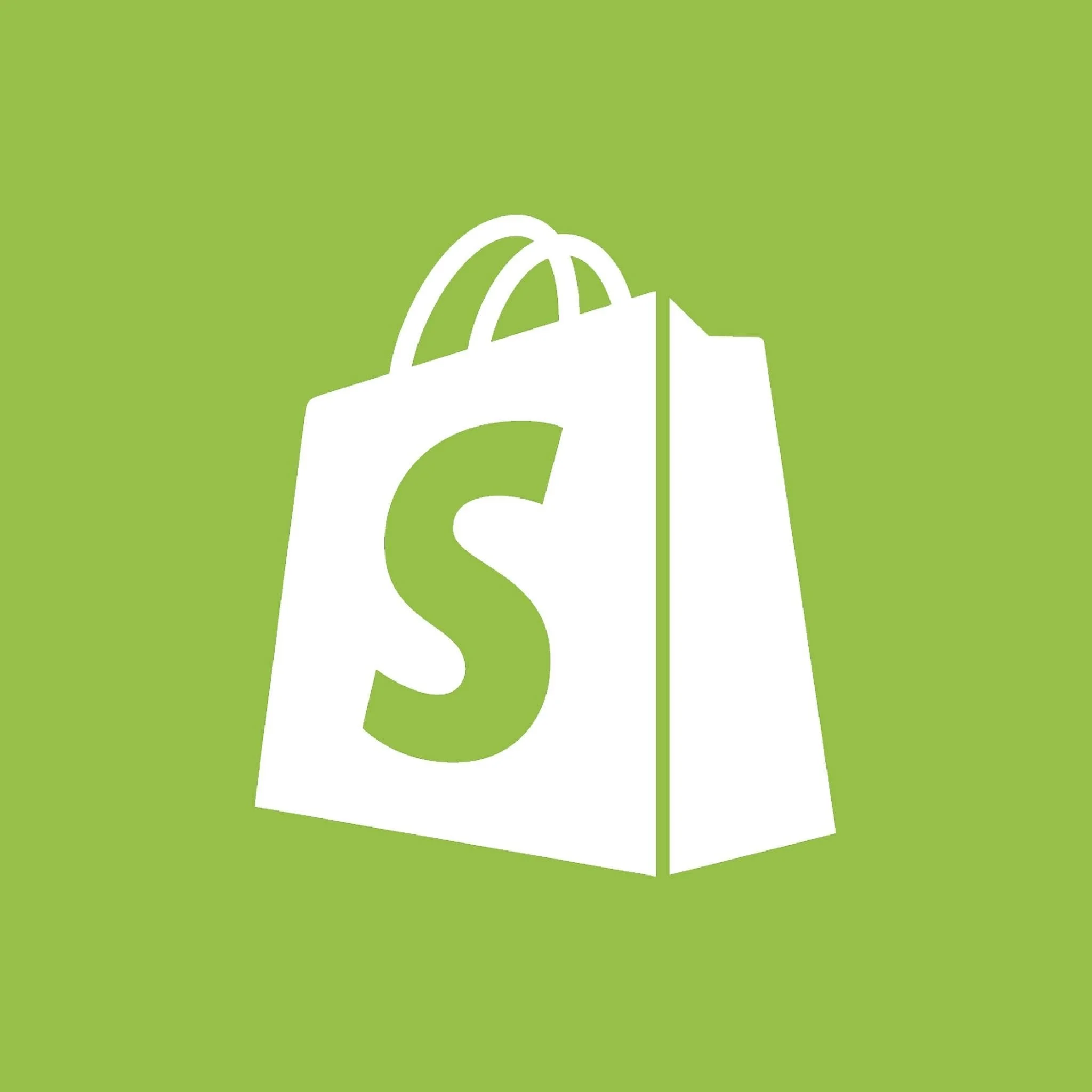 A white silhouette of a hand holding a shopping bag with a D-shaped handle, set against a green background.