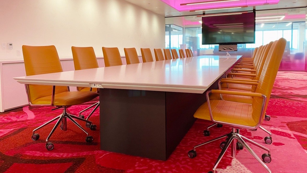 EXECUTIVE CONFERENCE TABLE - QUARTZ TOP WITH CUSTOM EDGE, INCORPORATED DATA ON COLD ROLLED STEEL MONOLITHIC BASE