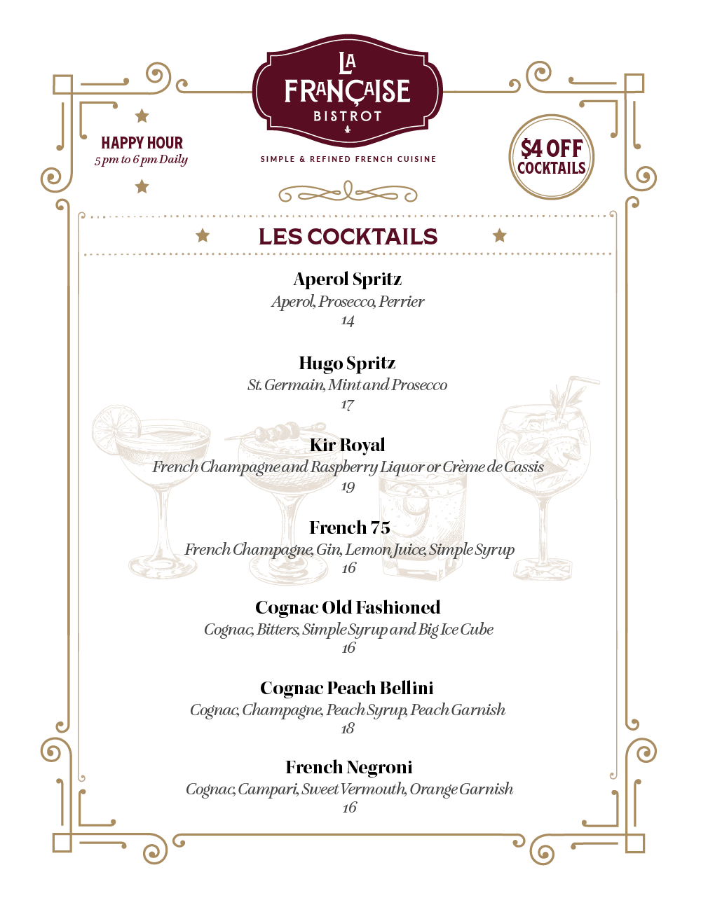 French Cafe Drinks Menu