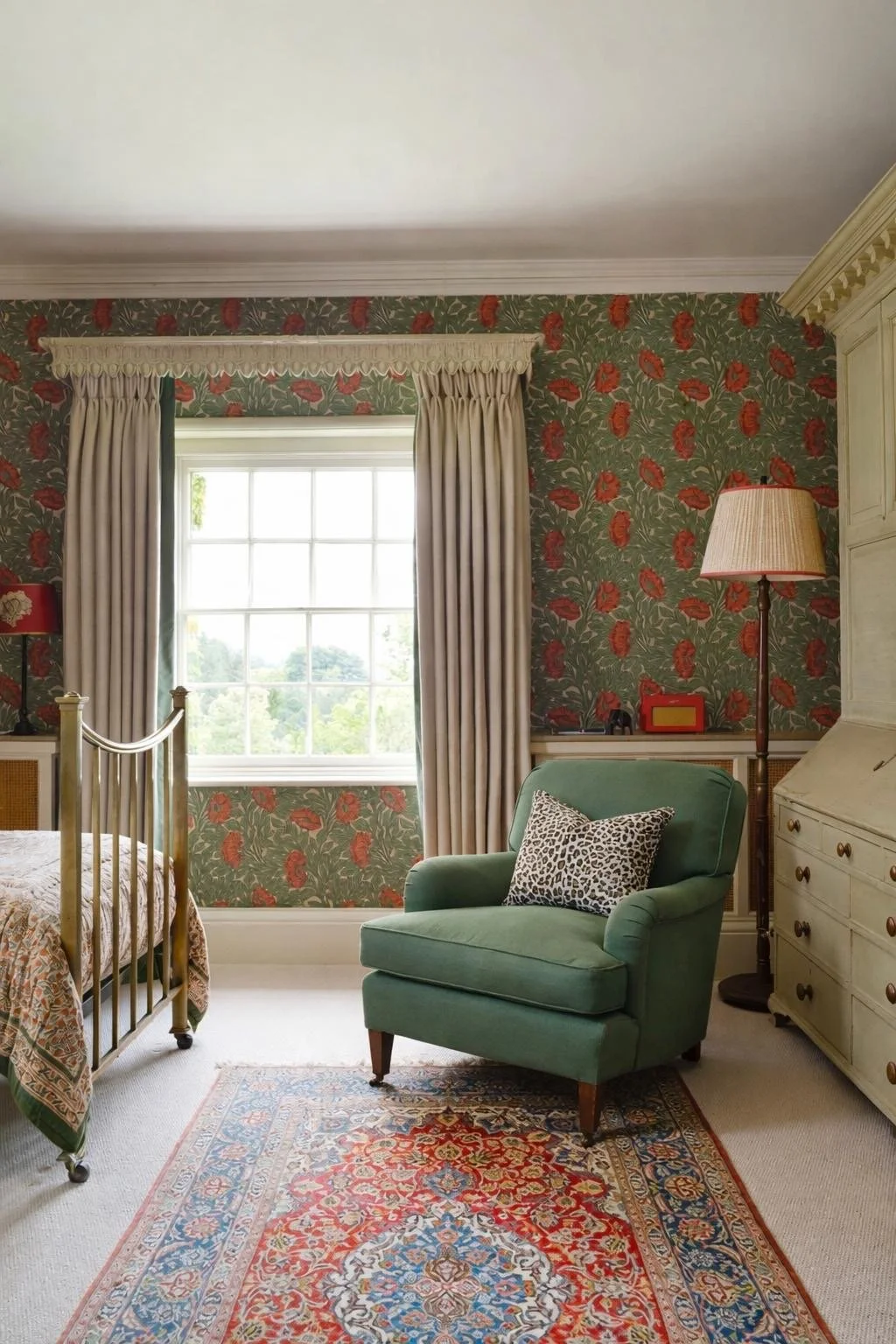 A Pair of Gainsborough Armchairs, Howard Style, in Green Linen
