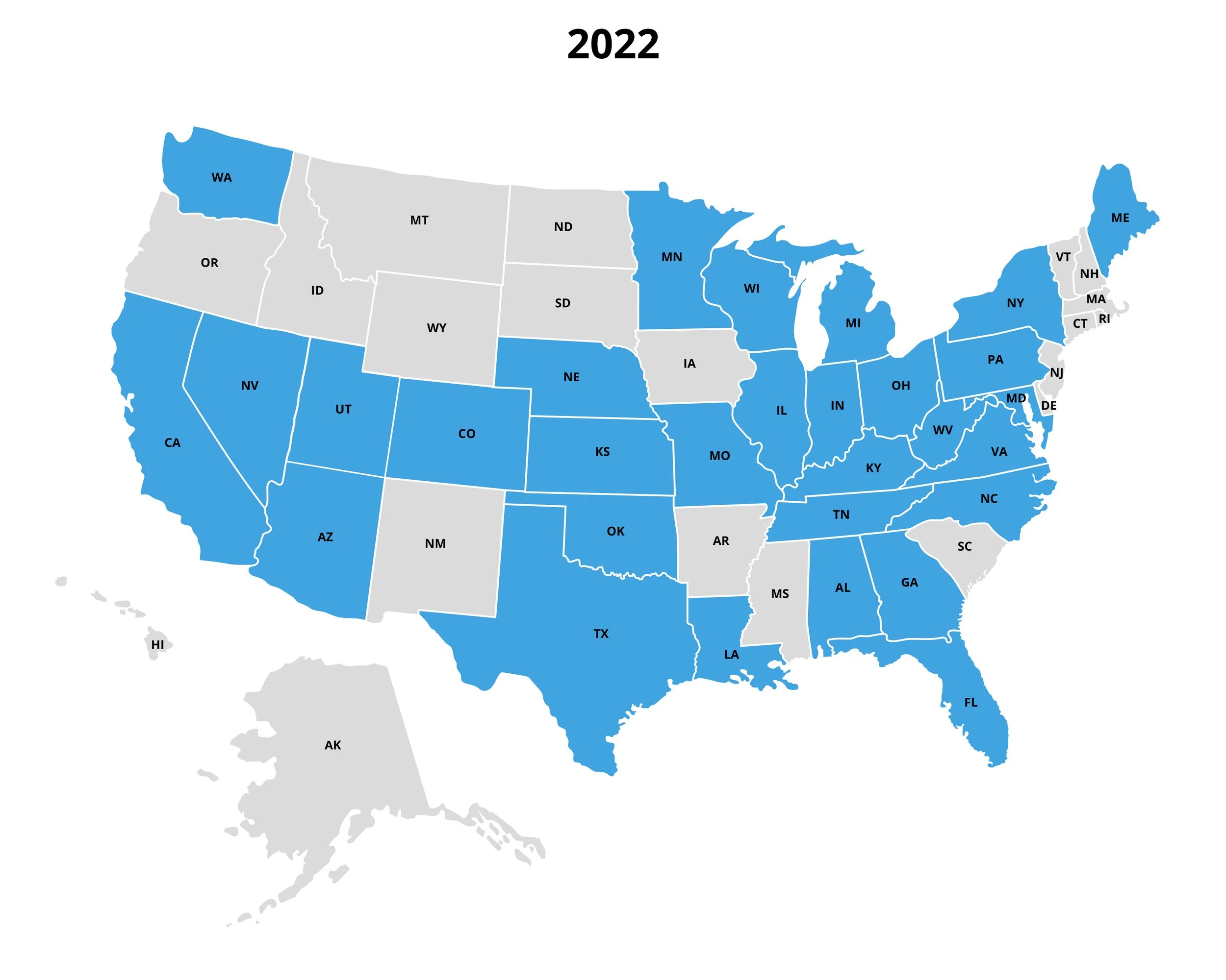 74 Grantees across 30 states assisted in 2022