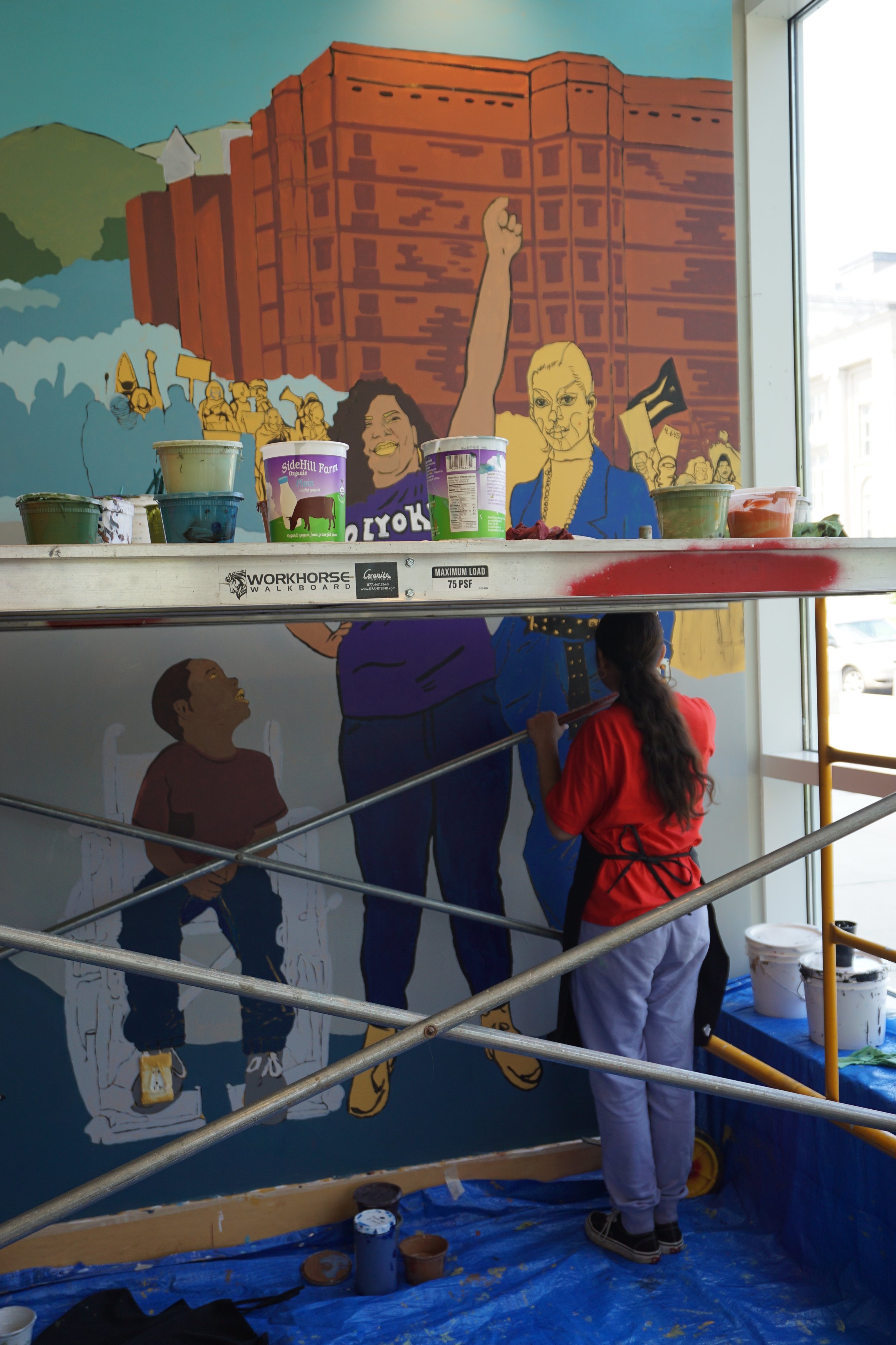 Work-in-progress. A second mural at the Holyoke Public Library.