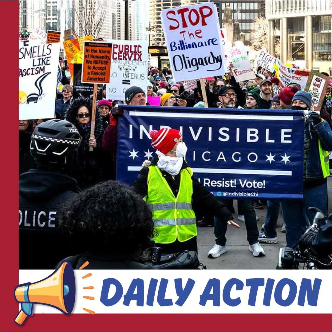 Monday, March 23 - Spread the Word for No Kings / Stop Trump's War with Iran / Say No to the Peoples Gas Rate Hike 4/1