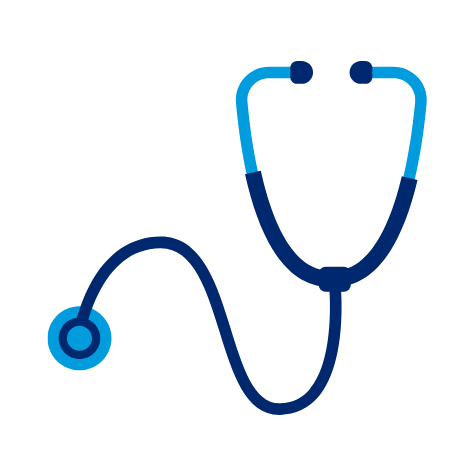 Illustration of a blue and teal stethoscope