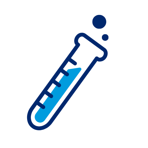 Illustration of a test tube with blue liquid and bubbles