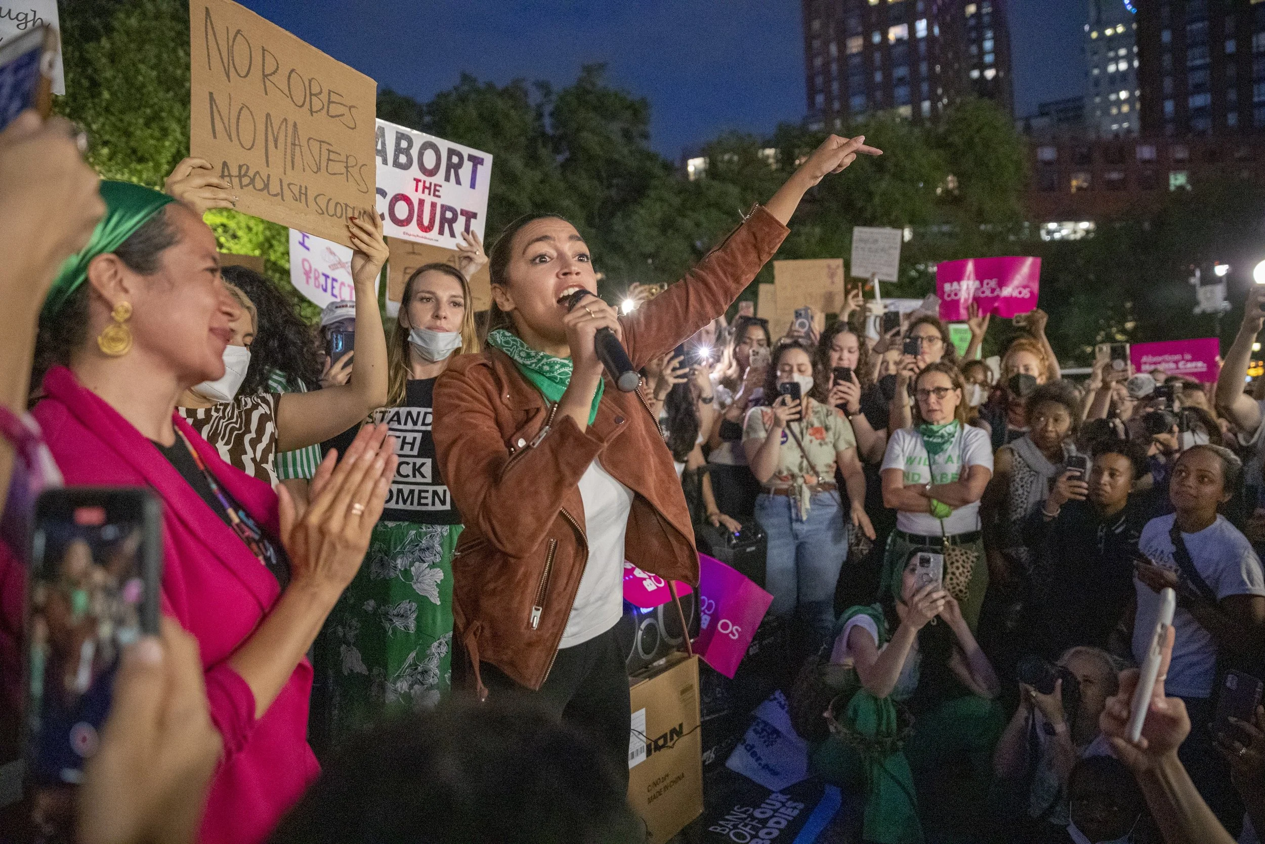 Rep. Ocasio-Cortez speaking at a rally in Union Square