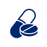 Blue icon of a capsule and a tablet
