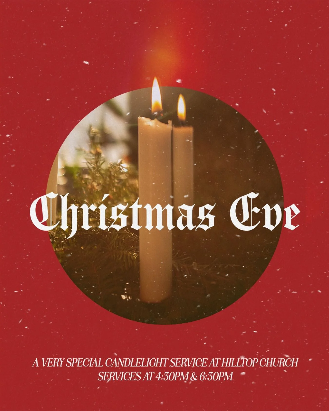 Celebrate Christmas Eve with us at Hilltop Church! 🙌 Join us for a Candlelight Service filled with Christmas worship, a reading of the Christmas story with our children, and a short message from God&rsquo;s Word. Bring your family and friends for a 