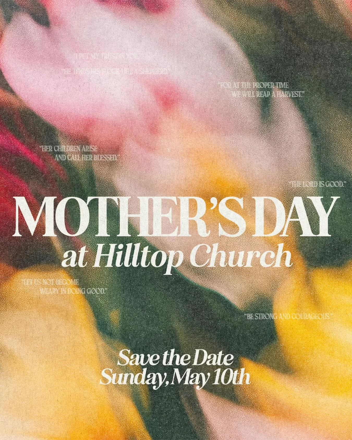 🌸 Mother&rsquo;s Day at Hilltop Church 🌸

We invite you to join us for a very special Mother&rsquo;s Day at Hilltop as we celebrate one of God&rsquo;s greatest gifts in our lives, mothers! 💛

Whether you&rsquo;re a mom, have a mom, or want to hono