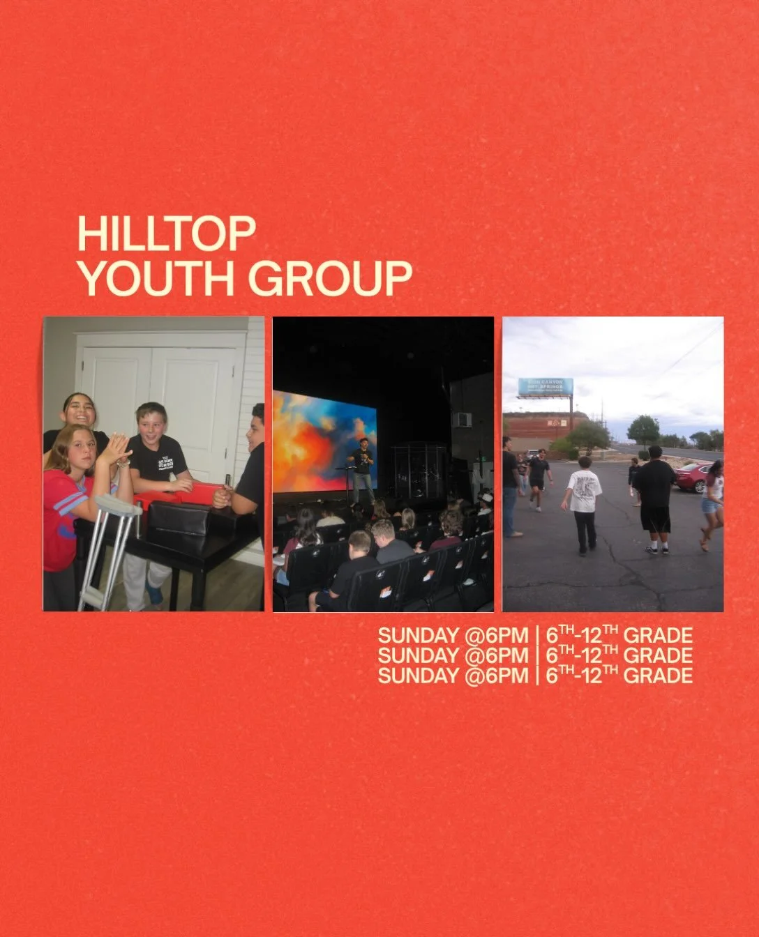 ⭐️YOUTH GROUP IS TONIGHT!⭐️

All 6th-12th graders!! We&rsquo;re so excited to connect with you and chase after Jesus together tonight at 6PM!! Come ready to worship, read the Word, and fellowship!! See y&rsquo;all there! 🤩🙌

#jesus #youthgroup #chu