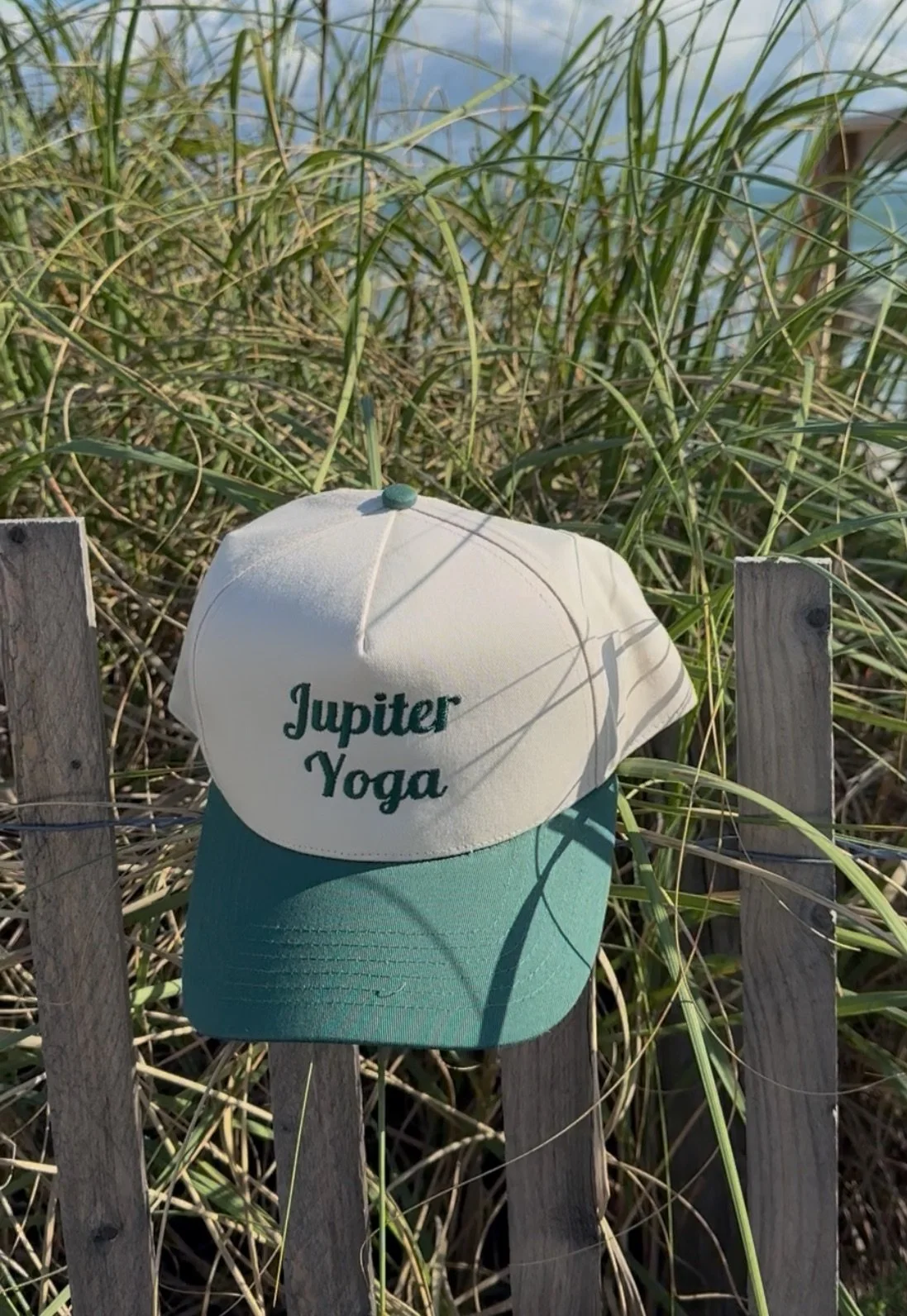 "Jupiter Yoga" Forrest Green Embroidered Hat
