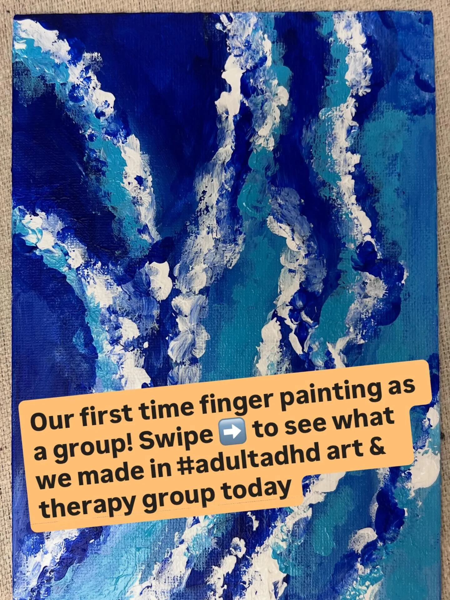 In Adult ADHD Art &amp; Therapy group today, we talked about ADHD as a disability and what it means to accommodate for our needs in a world that wasn&rsquo;t built for us. 

We&rsquo;ve never tried finger painting in this setting before, but these al