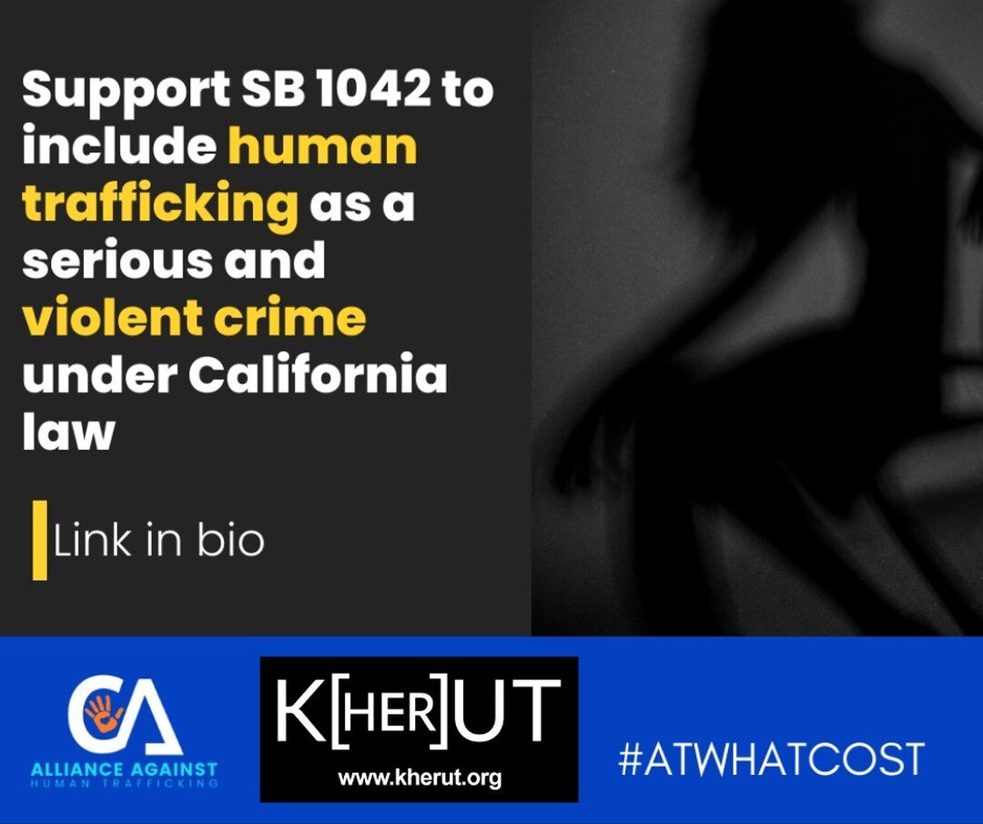 SIGN AND SHOW SUPPORT 

SB 1042 will make sex trafficking a serious and violent felony. Currently sex trafficking does not qualify as a strike in the 3 strikes law. Sign this position and help us make a difference in California to extend punishment f