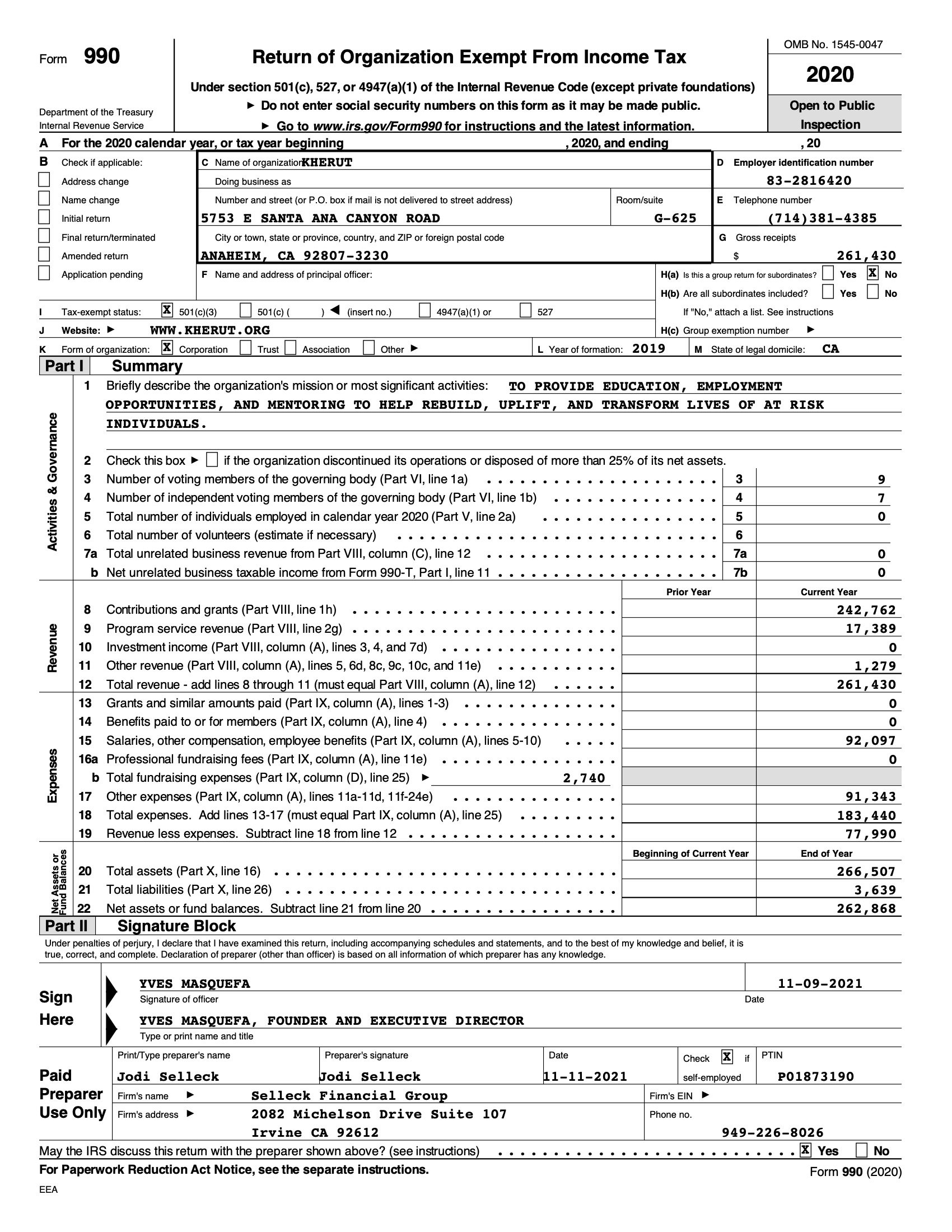 2020 Form 990