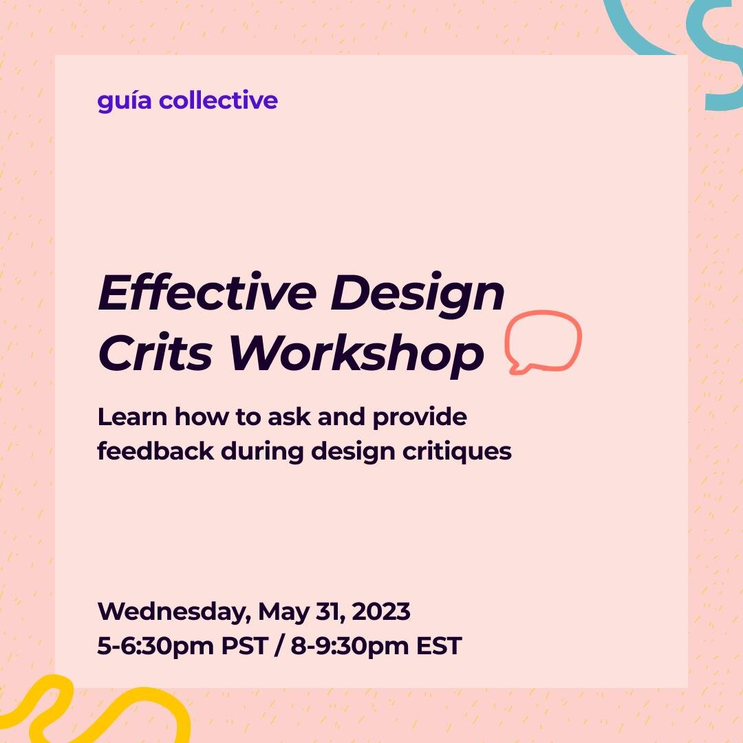 👂 New to design crits and unsure what to say? Looking for tips on giving and asking for feedback? Seeking a safe space to practice and share your work?

💬 Join us on Wednesday, May 31, from 5 - 6:30pm PST / 8 - 9:30pm EST for a special design crit 