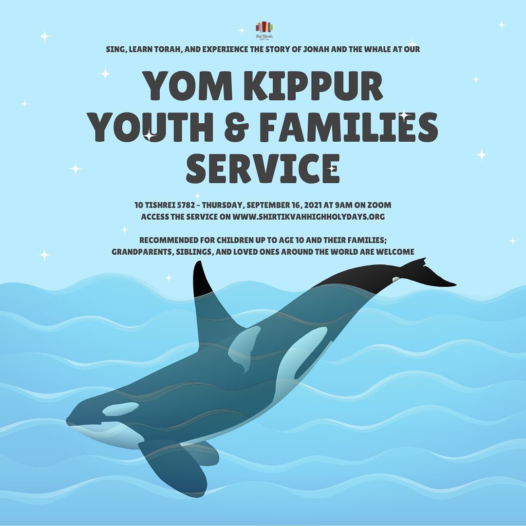 It&rsquo;s a whale of a tale! Yom Kippur begins Wednesday night. On Thursday morning, we will gather on Zoom at 9am to pray and learn together. The link to join the service is in our bio. G&rsquo;mar Chatimah Tovah - may you be inscribed in the Book 