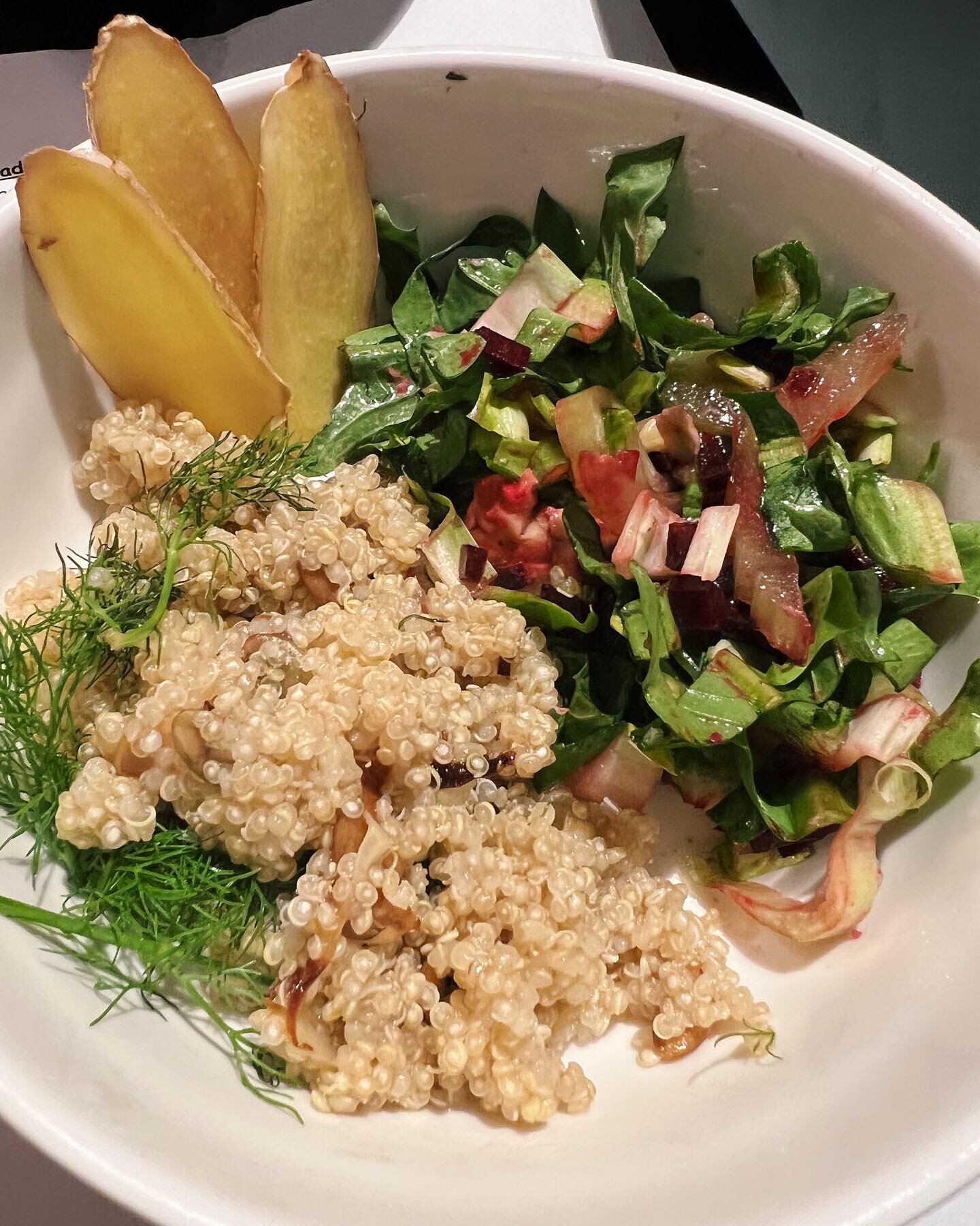 Cooking Class #2 @athreyafamily Quinoa Salad with Saut&eacute;ed Fennel, Fresh Ginger Appetizer, Dandelion Salad with raisins, beets and more!! #simplefood #homecooking #ayurvedafood #springseason #seasonaleating #ayurveda