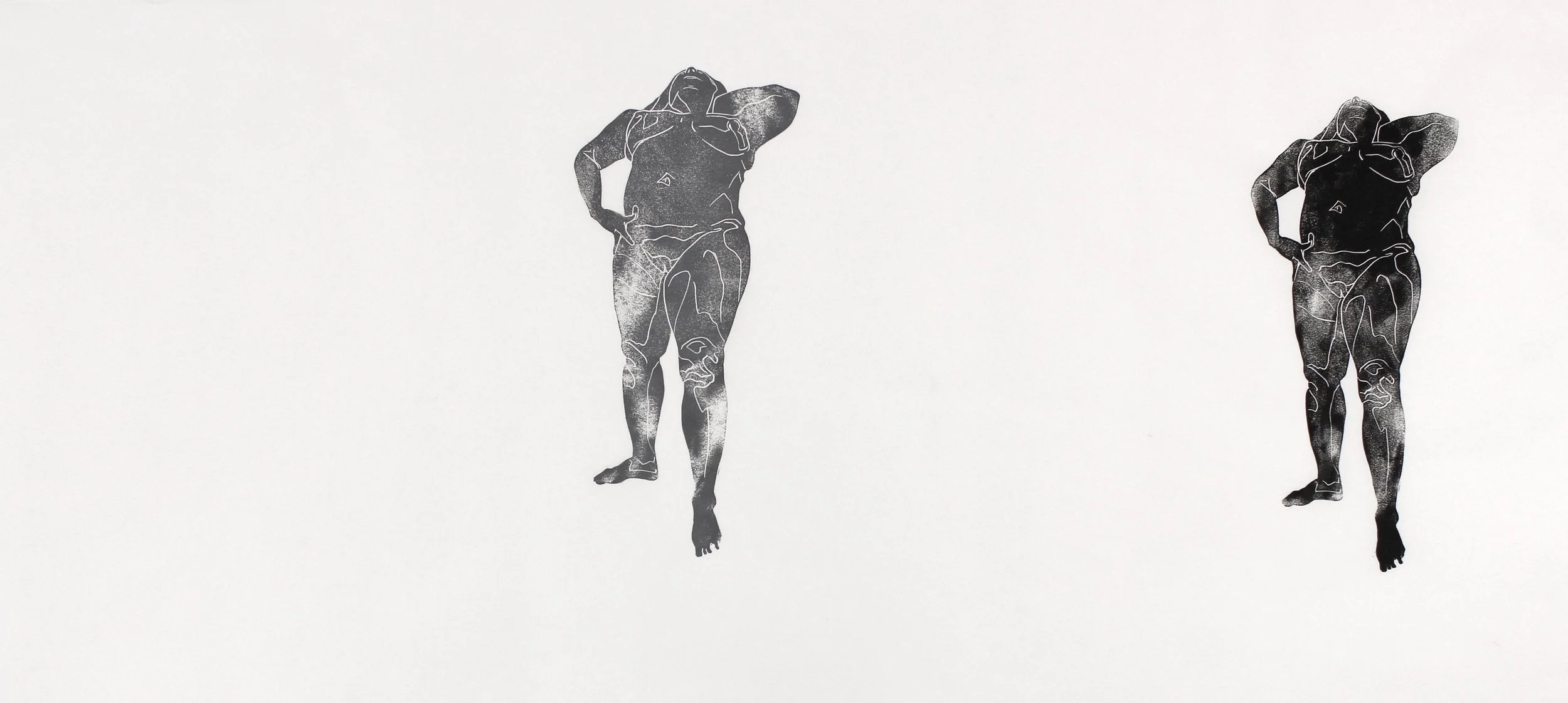 A 1, Collage #2, Lino-cut collage on paper, 18x39