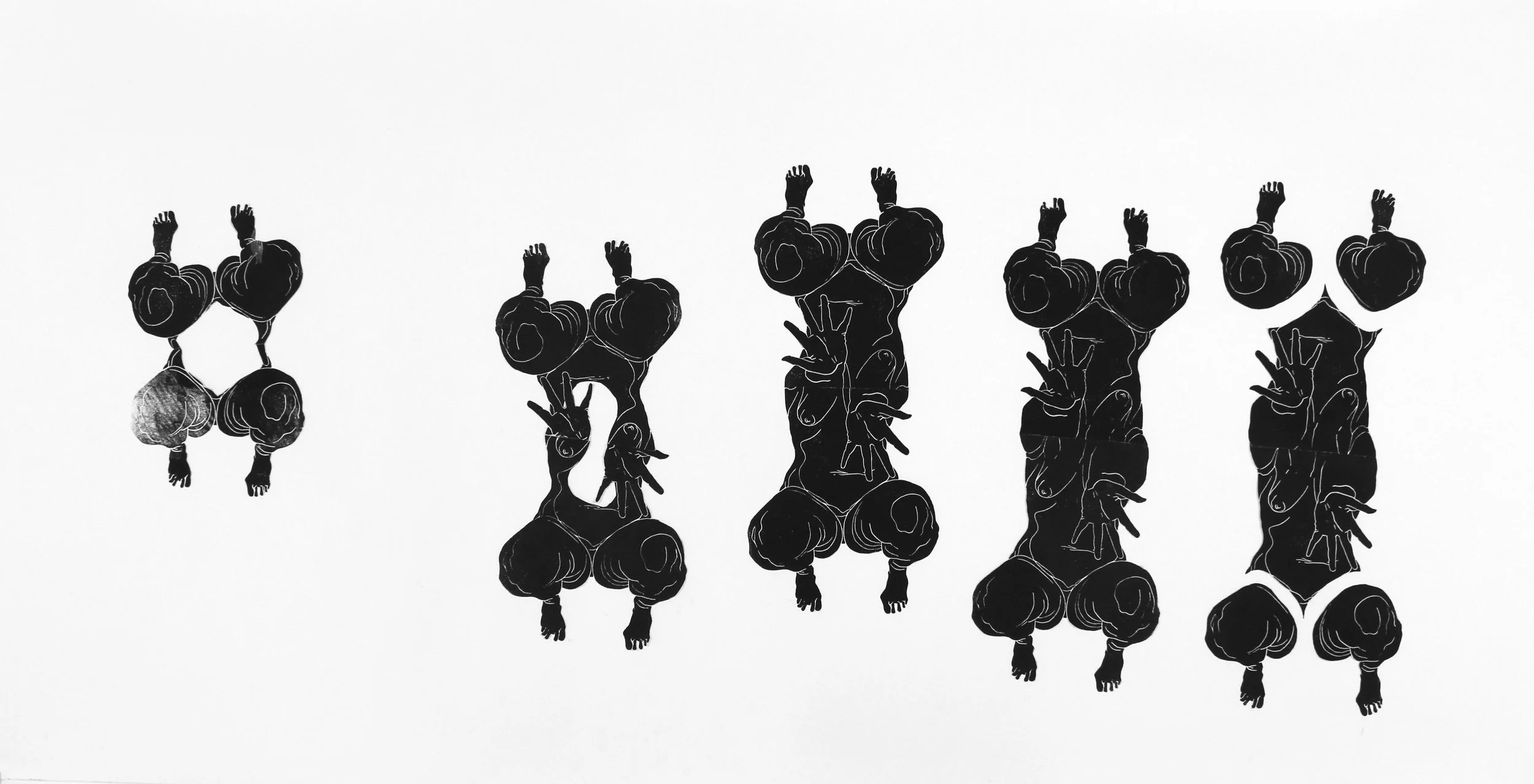 LL 1, Collage #1, Lino-cut collage on paper, 20x39.5