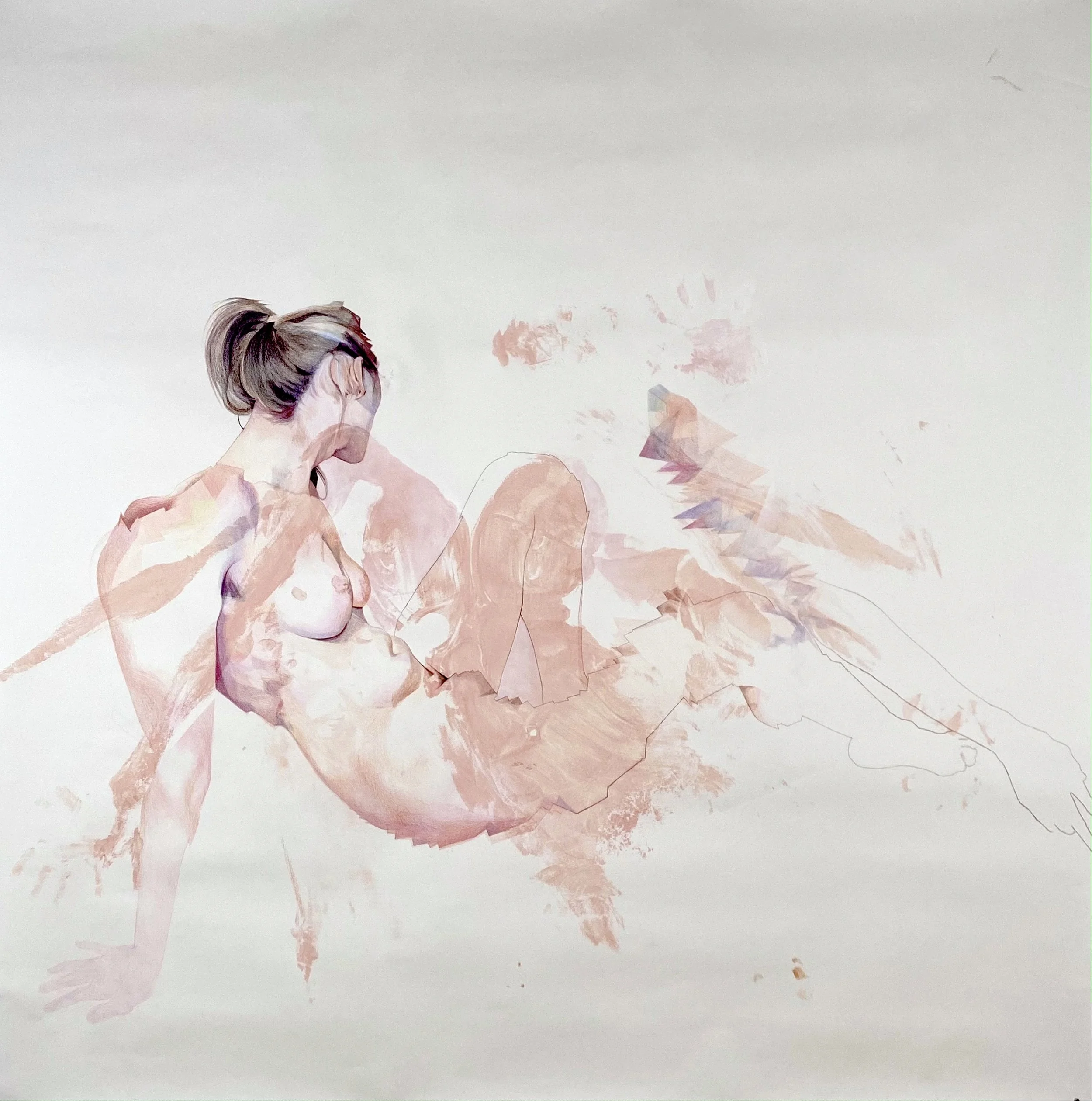 Kaleidoscope (in pink) , 
Acrylic body print and color pencil , 
58” X 56” 
