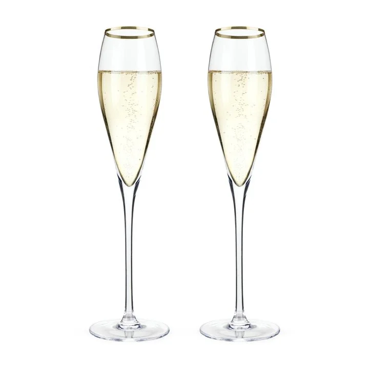 #3 GOLD-RIMMED CRYSTAL CHAMPAGNE FLUTES