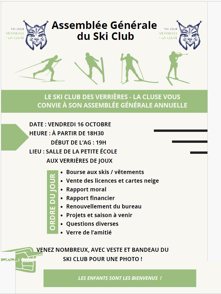 Assemblée Générale du Ski Club le 16 Octobre