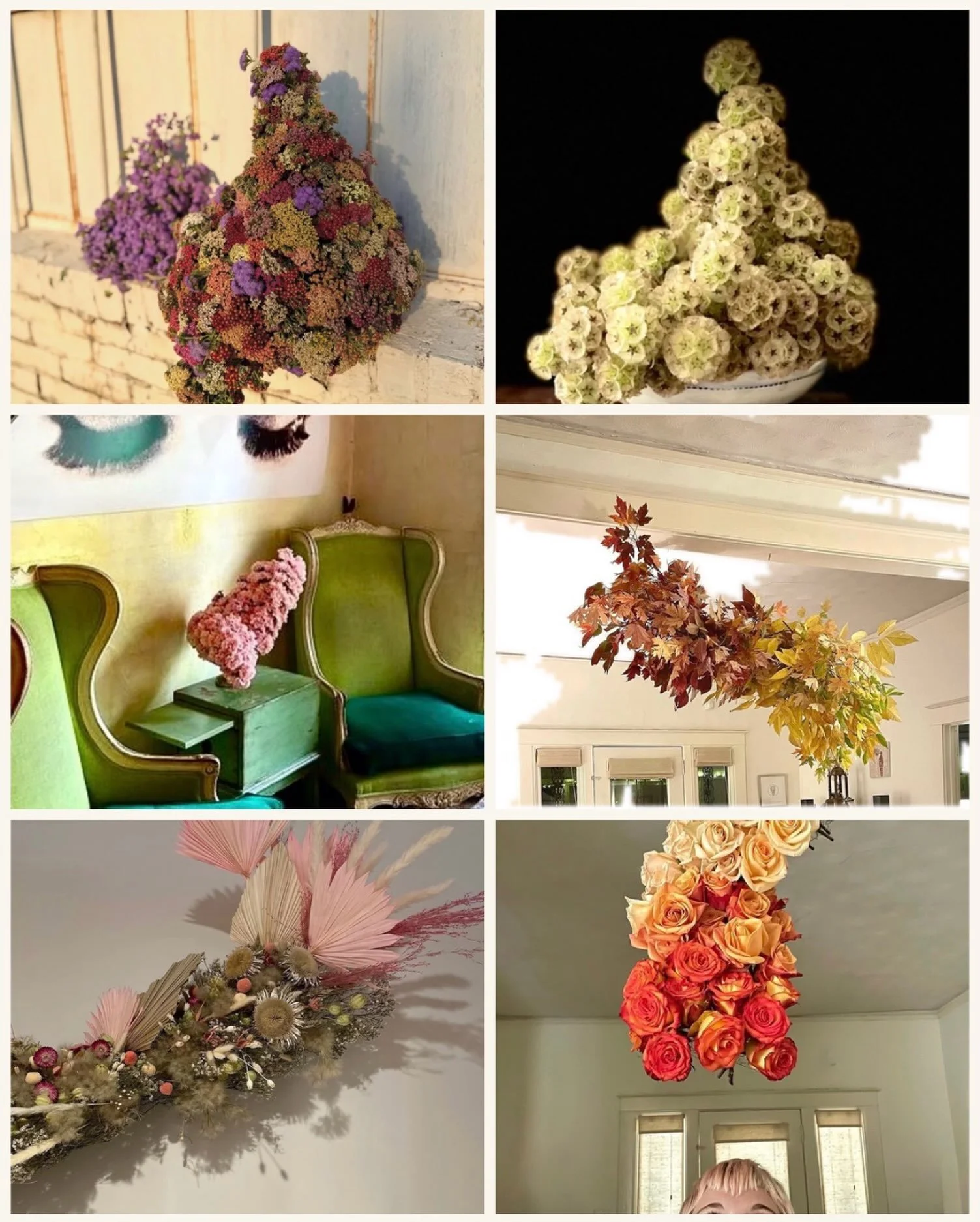 Floral, but make it sculpture:::
A few of my installation and editorial pieces &mdash; dried, fresh, hanging, freestanding. Each one built for a specific space or shoot, no two alike.
Currently booking installation work for shoots, art openings, and 