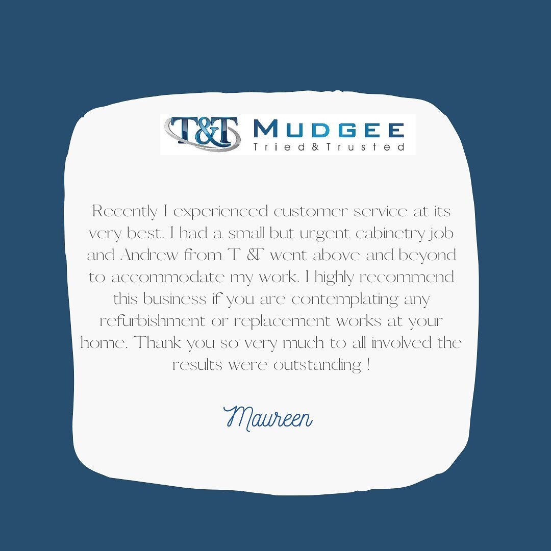 We love hearing from happy clients ! 
⠀⠀⠀⠀⠀⠀⠀⠀⠀
#tandtmudgee #triedandtrusted #mudgee #carpets #vinyl #tiles #kitchens #kitchendesign #2850 #reno #newbuild