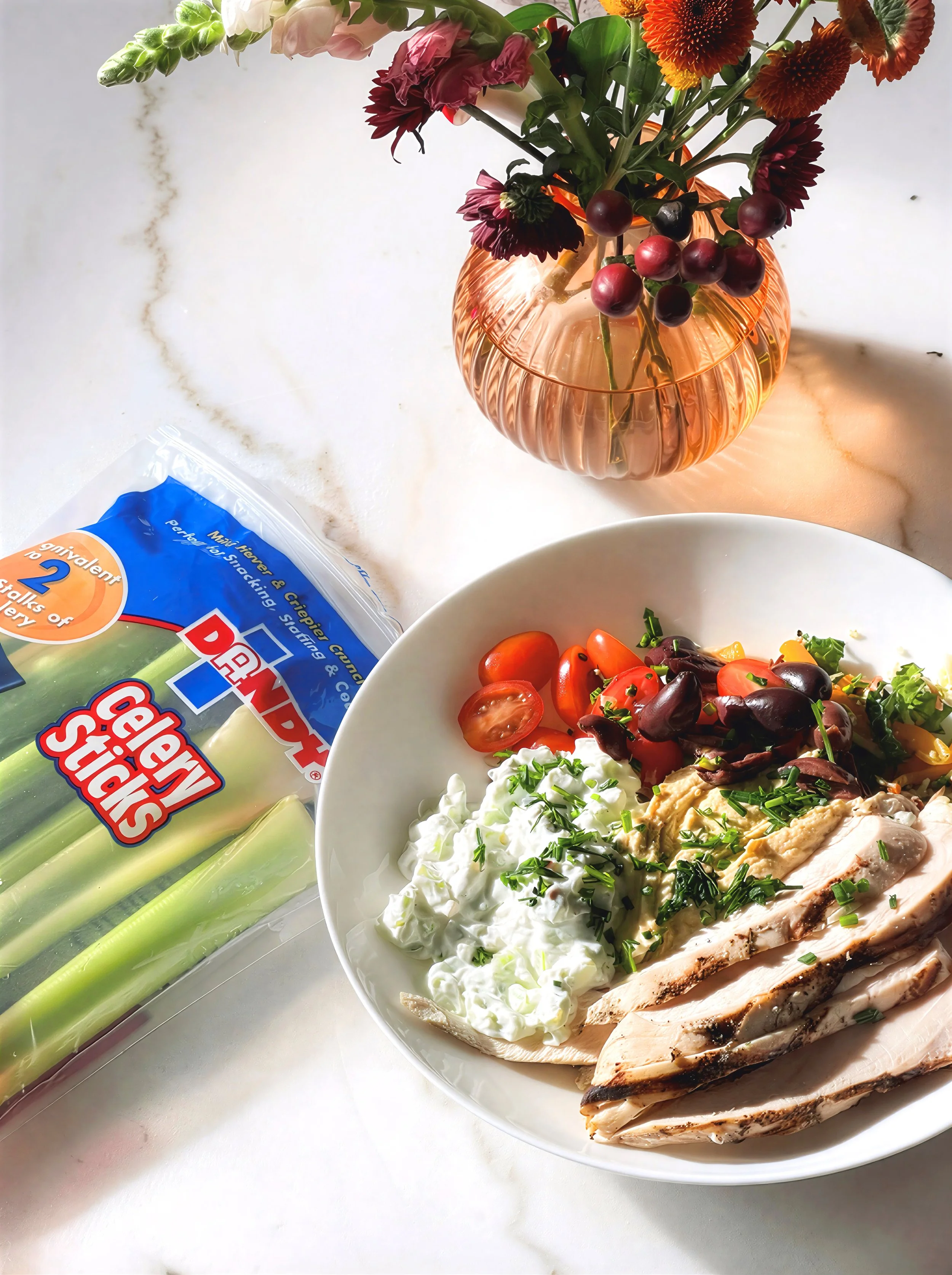 Greek-Inspired Post-Workout Power Bowl with Dandy® Celery Tzatziki