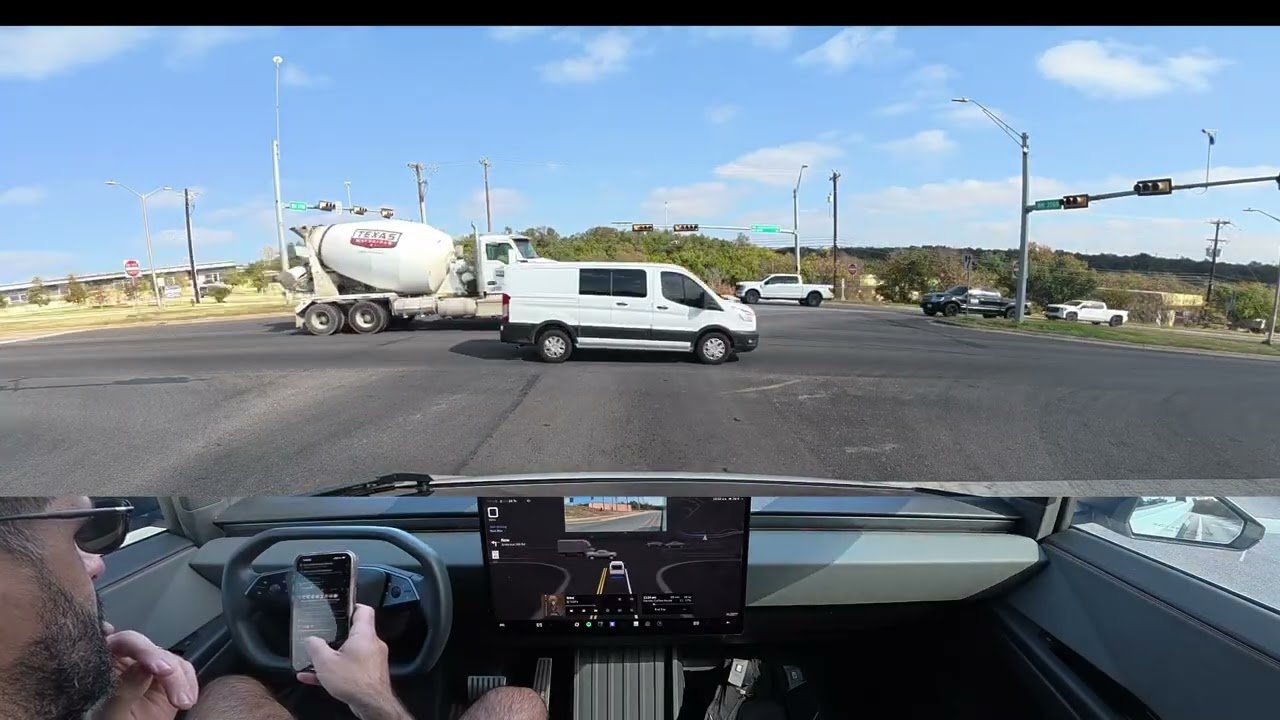 Cybertruck Navigates Austin Chaos