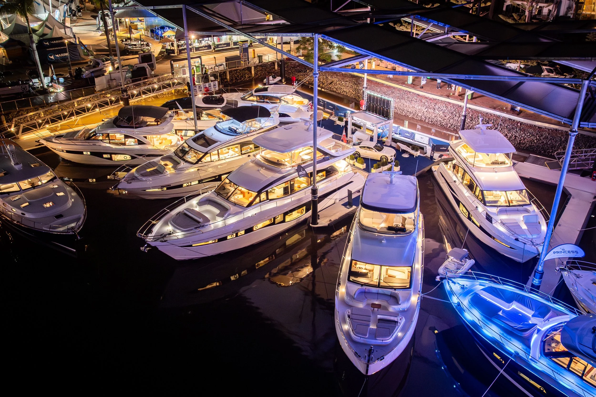 As day turned to night, the @princessyachts display at the recent @sanctuarycoveboatshow took on a whole new perspective. 

#PrincessYachts #DistinctionInDetail #SCIBS